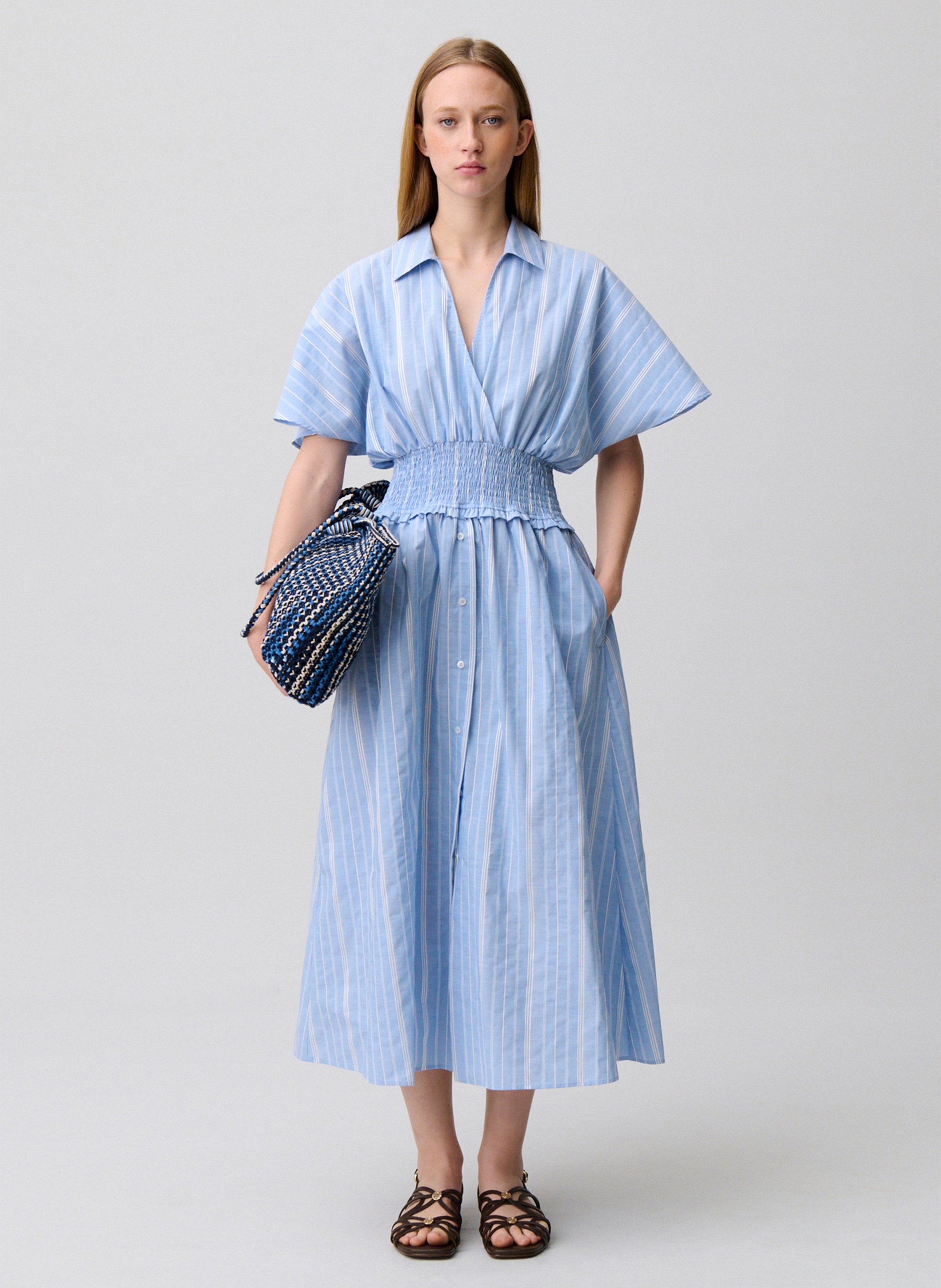 Robe longue col V à rayures CLAUDIE PIERLOT Multicolore