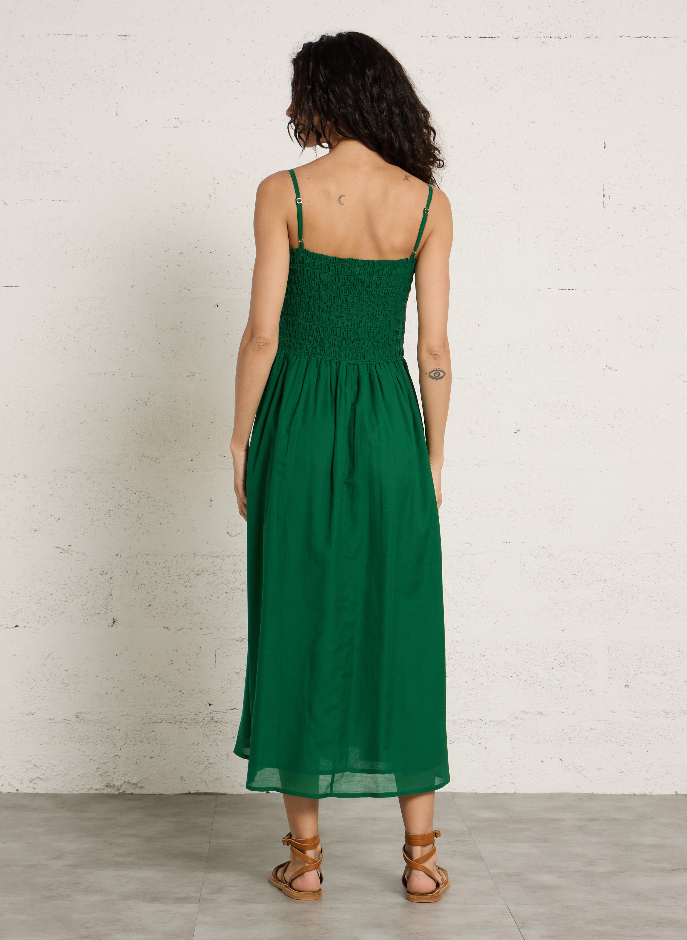 Lange, katoenen jurk PETITE MENDIGOTE Groen
