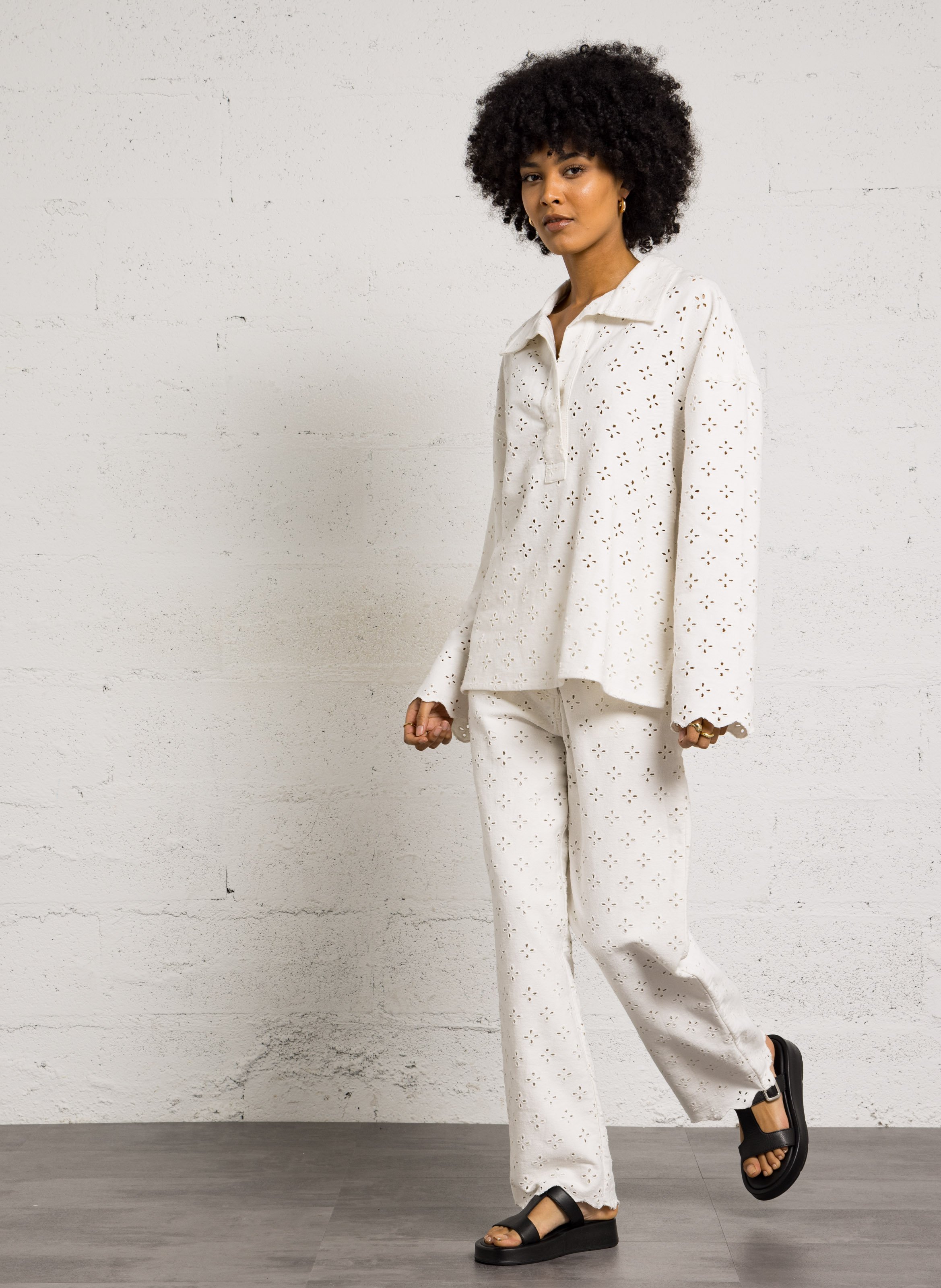 Blouse col classique en coton THE NEW SOCIETY Blanc