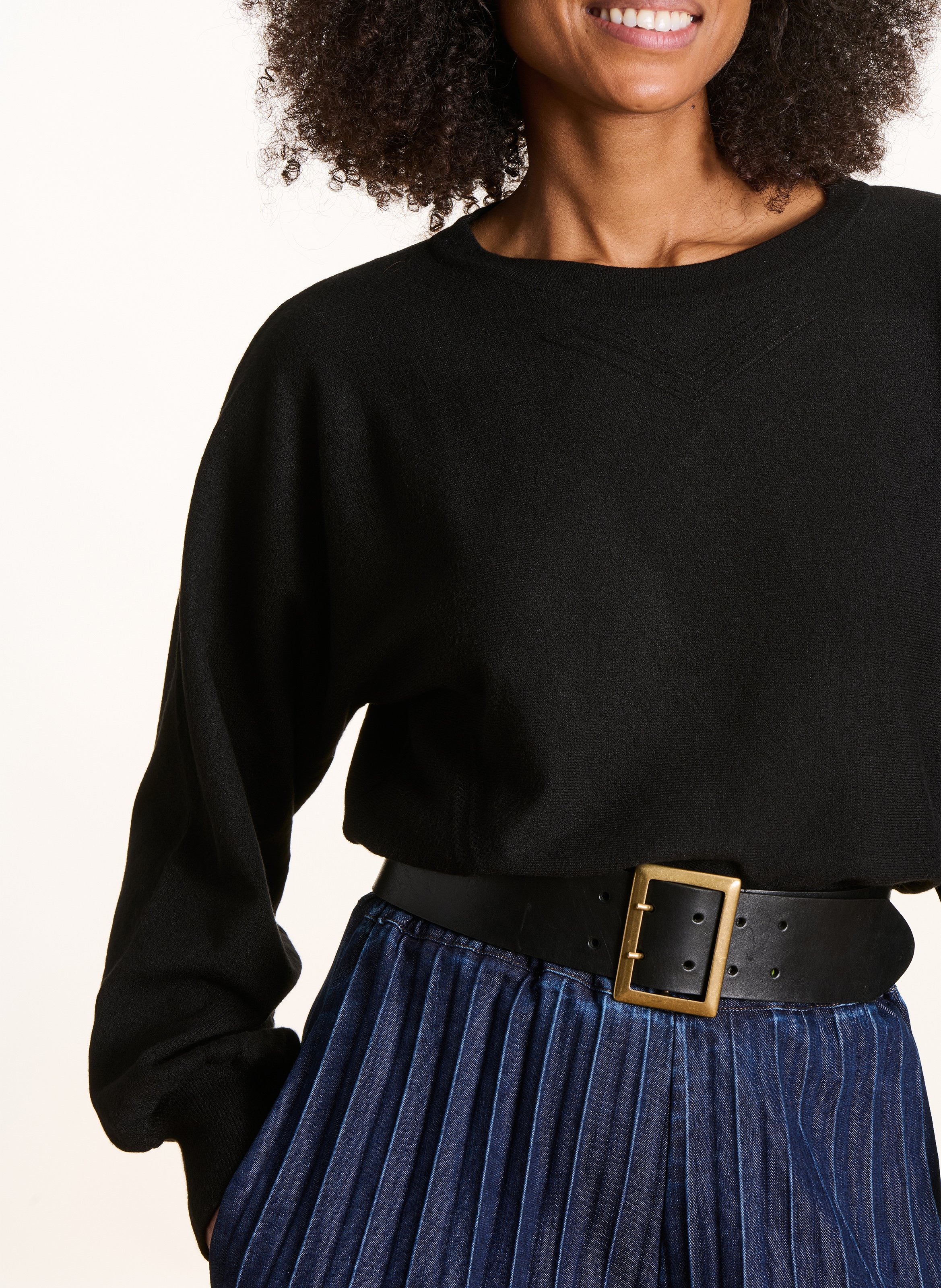 Gerader Strickpullover mit Rundhalsausschnitt LA FEE MARABOUTEE Schwarz