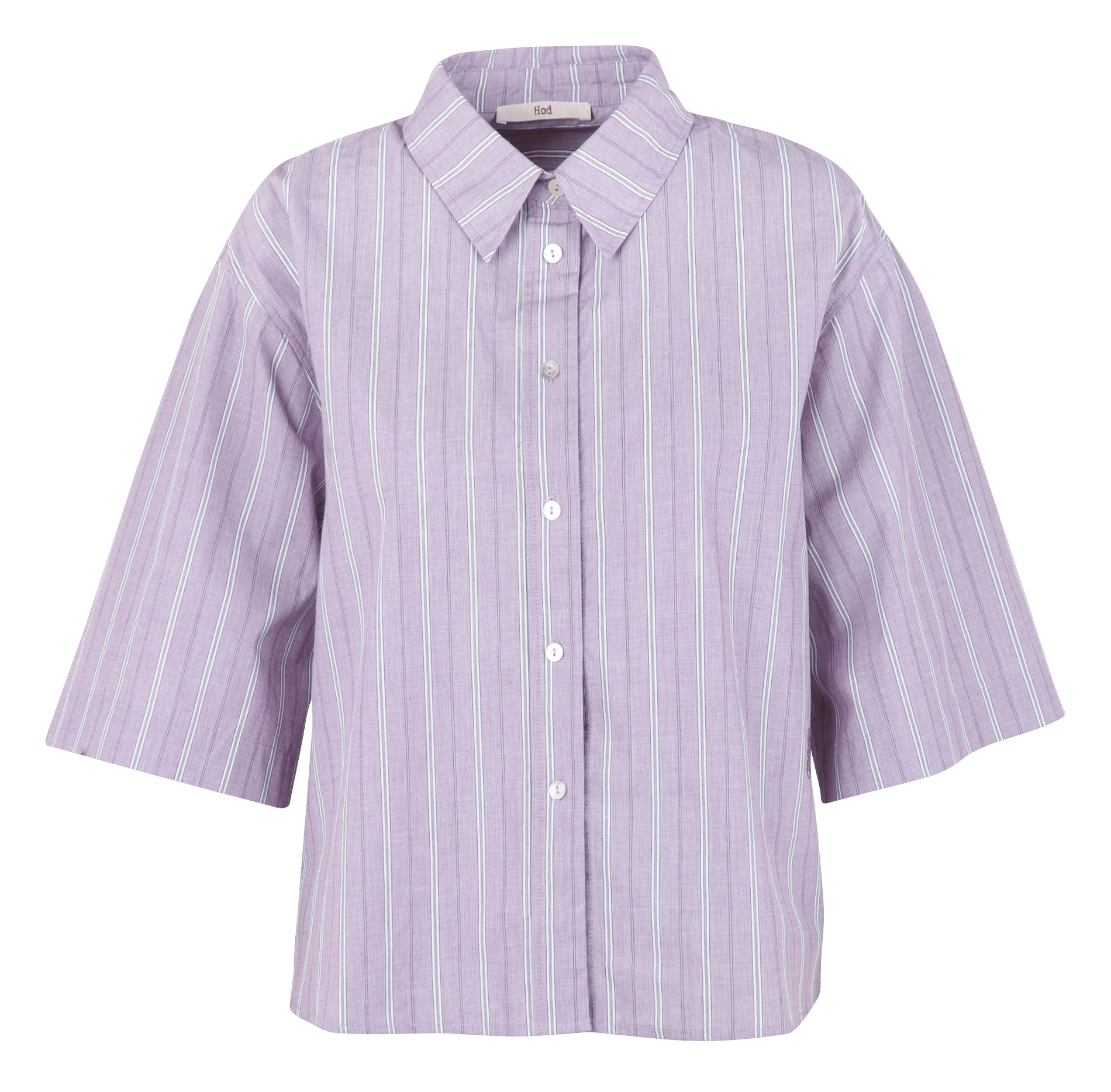 Oversize striped cotton shirt with classic collar HOD PARIS Purple