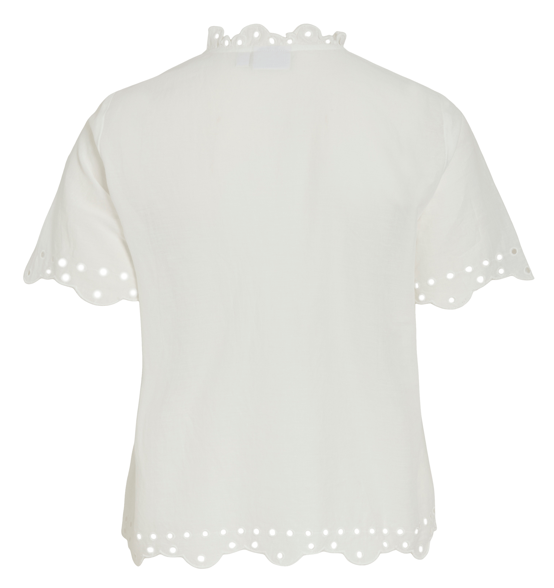 Gerade geschnittenes Hemd mit V-Ausschnitt aus Bio-Baumwolle mit Stickerei VILA Weiss