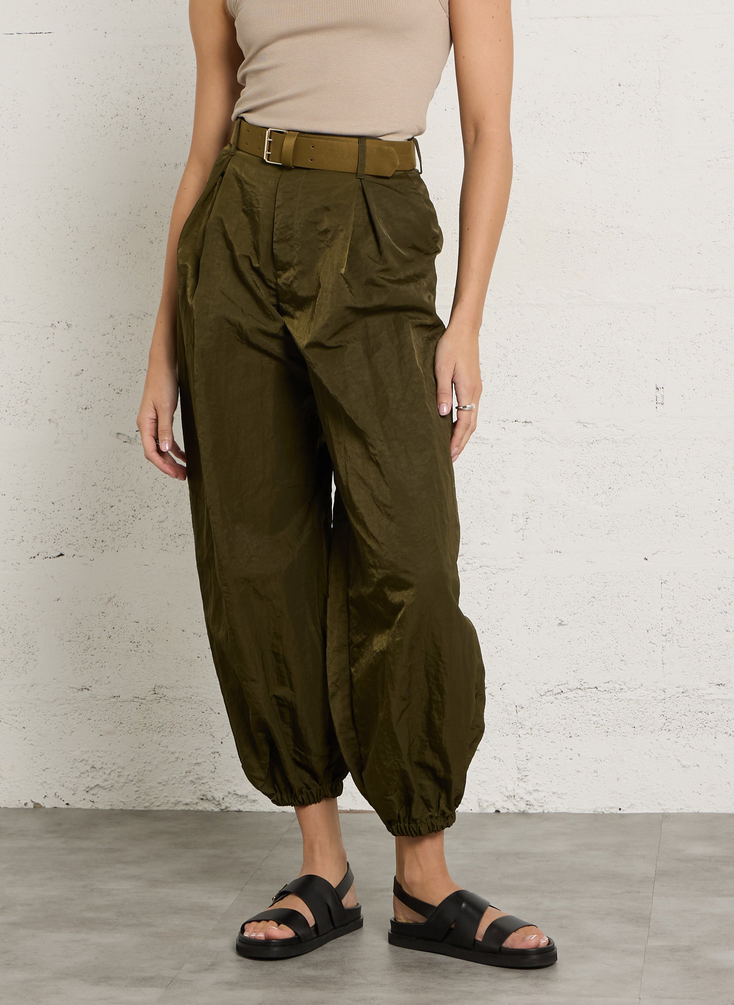 Broek met ballonvormige pijpen en ceintuur IMPERIAL Groen