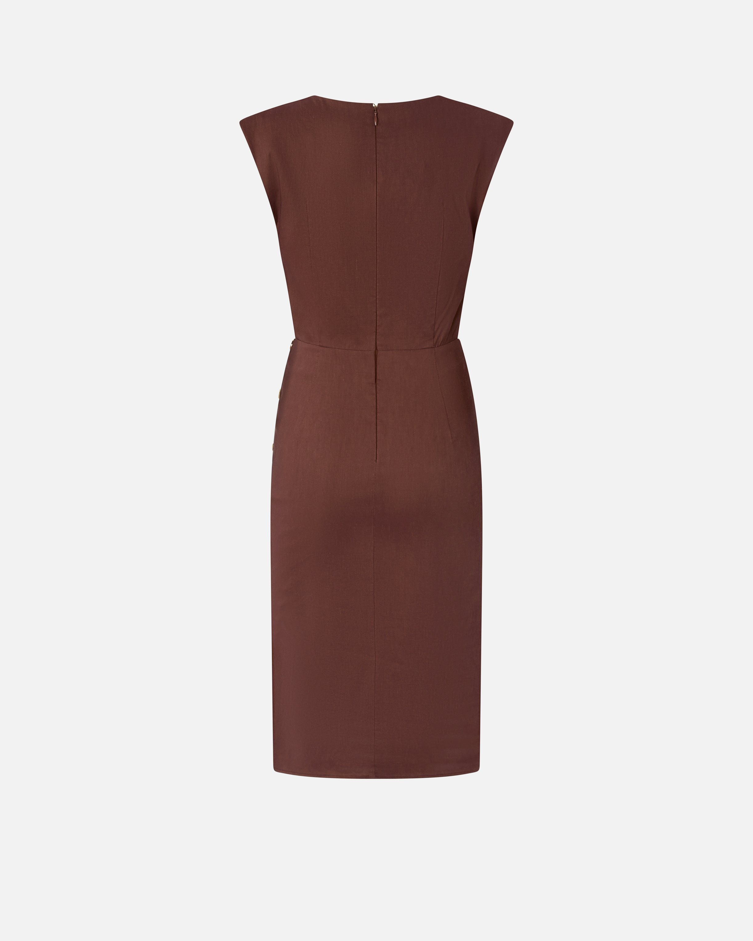 Robe mi-longue ajustée en lin PINKO Marron