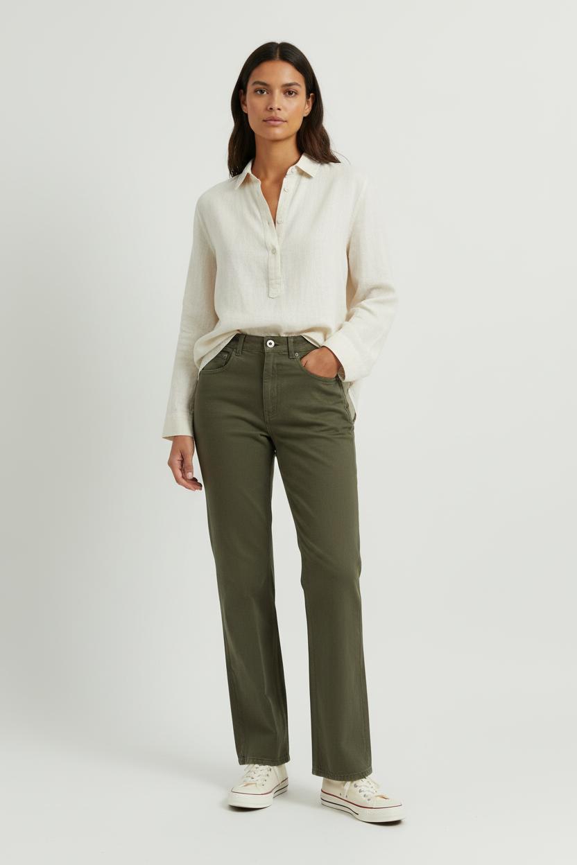 Cropped slim jeans with studs ROUJE - Seconde Main Green