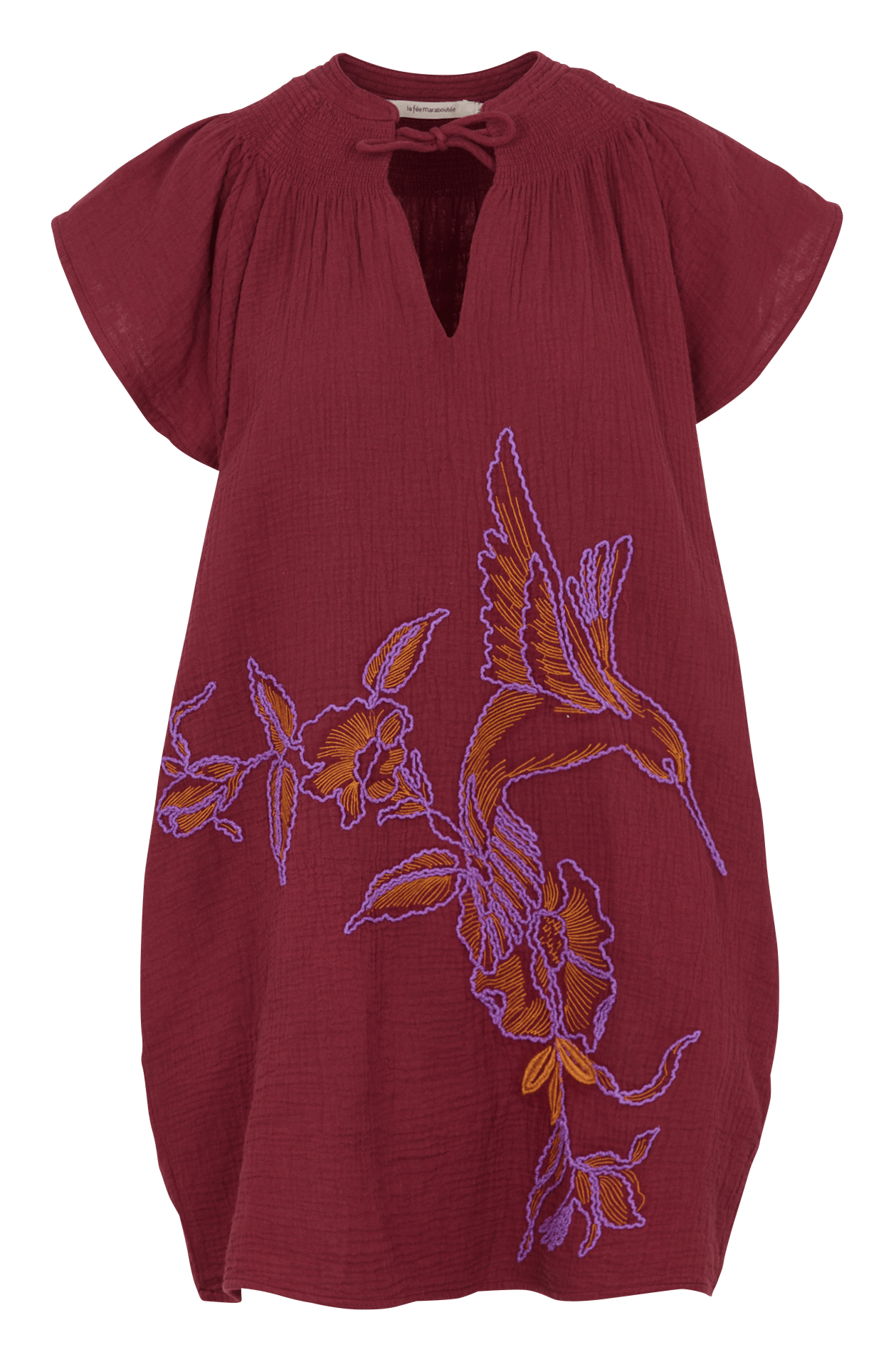 Kurzes gerades Bio-Baumwollkleid LA FEE MARABOUTEE Braun