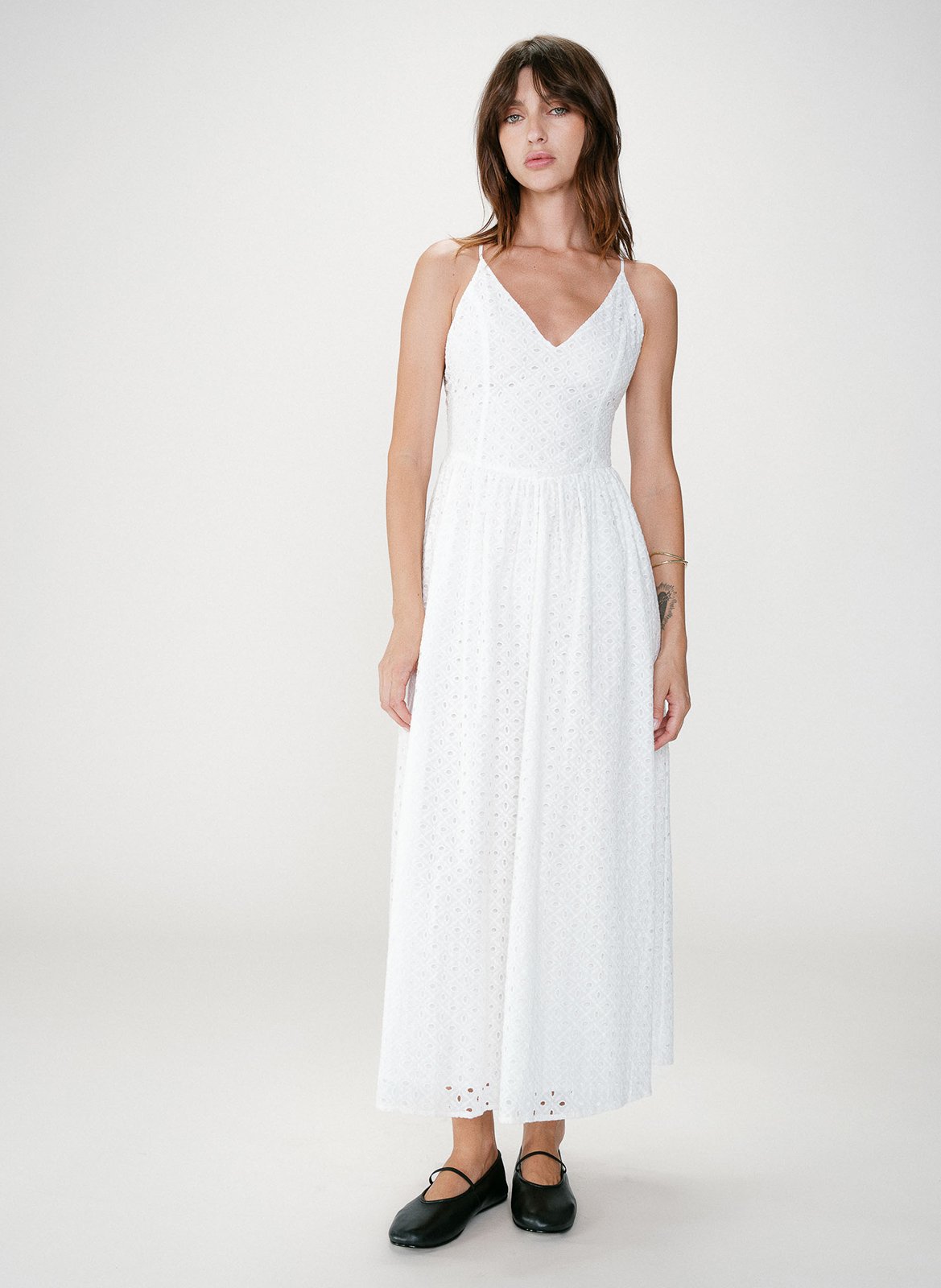 Langes Baumwollkleid mit V-Ausschnitt GRACE ET MILA