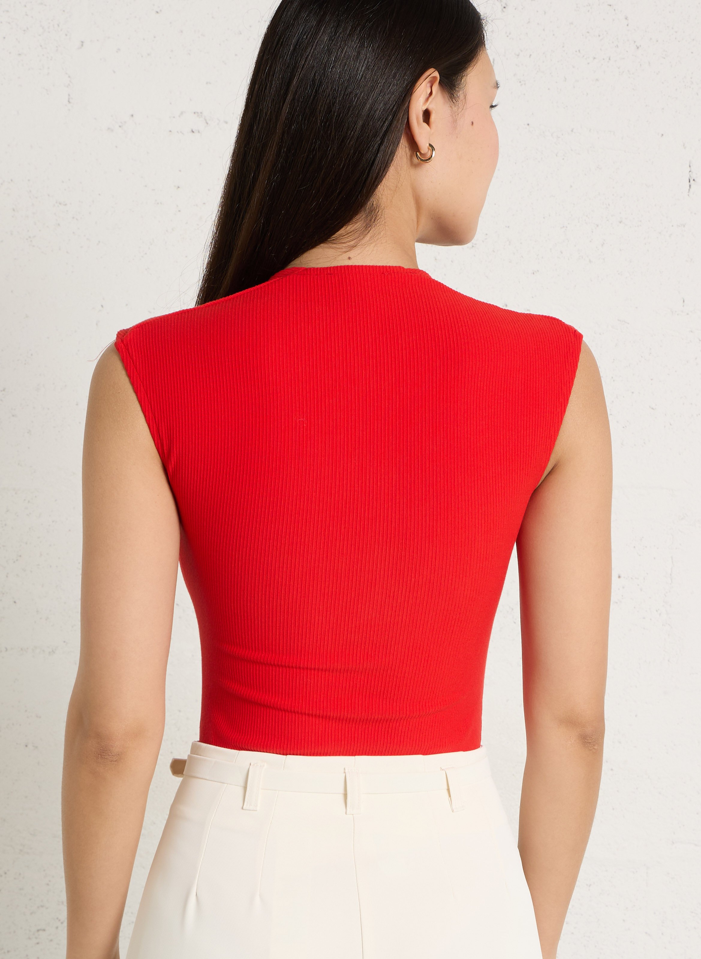 Körperbetontes Oberteil mit eckigem Ausschnitt FLAIR Rot