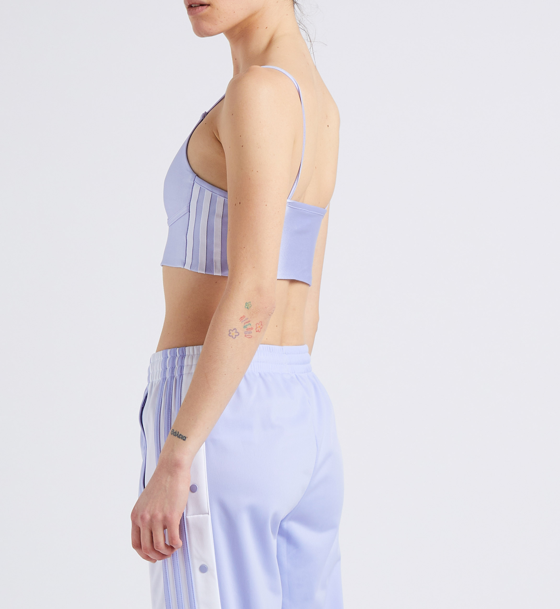 Screen-printed sports bra with square neckline ADIDAS Purple