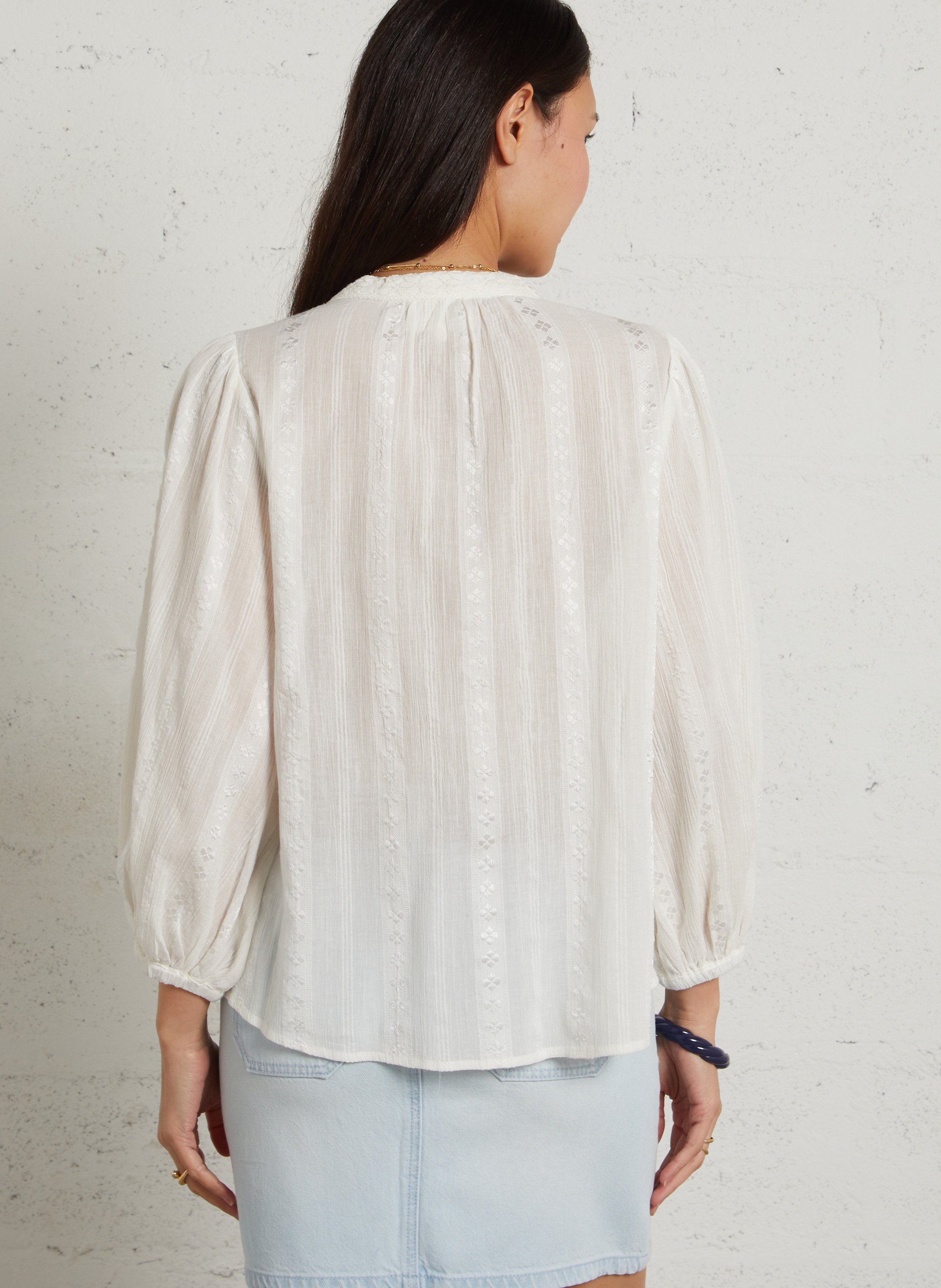 Geborduurde blouse met Tunesische kraag MAISON 123 Wit