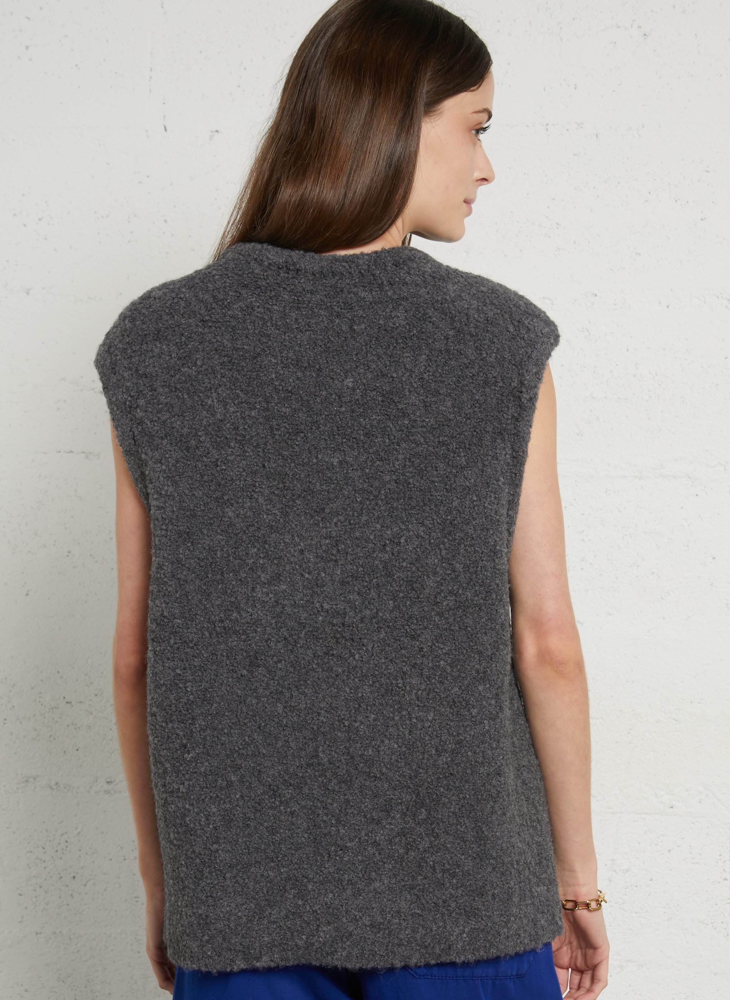Longstrickjacke aus Wollmix AMERICAN VINTAGE Grau