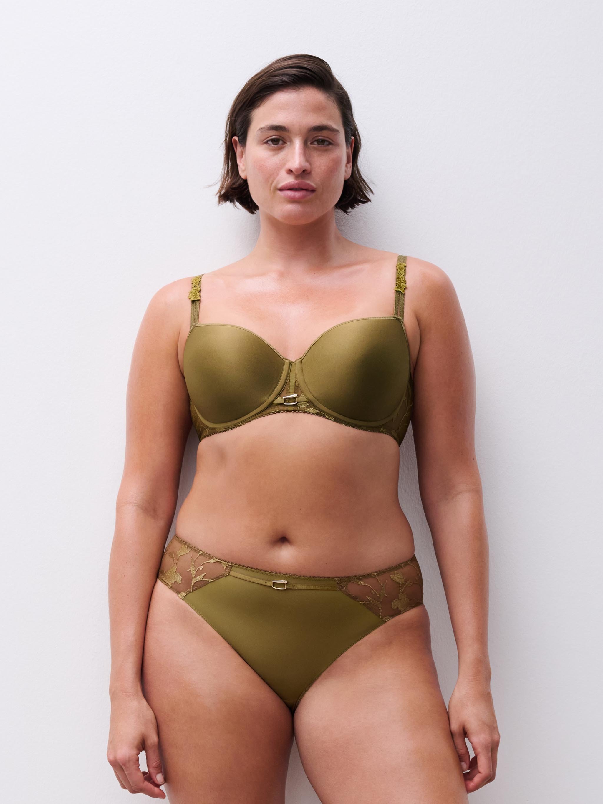 Memory foam balcony bra with floral embroidery CHANTELLE Green