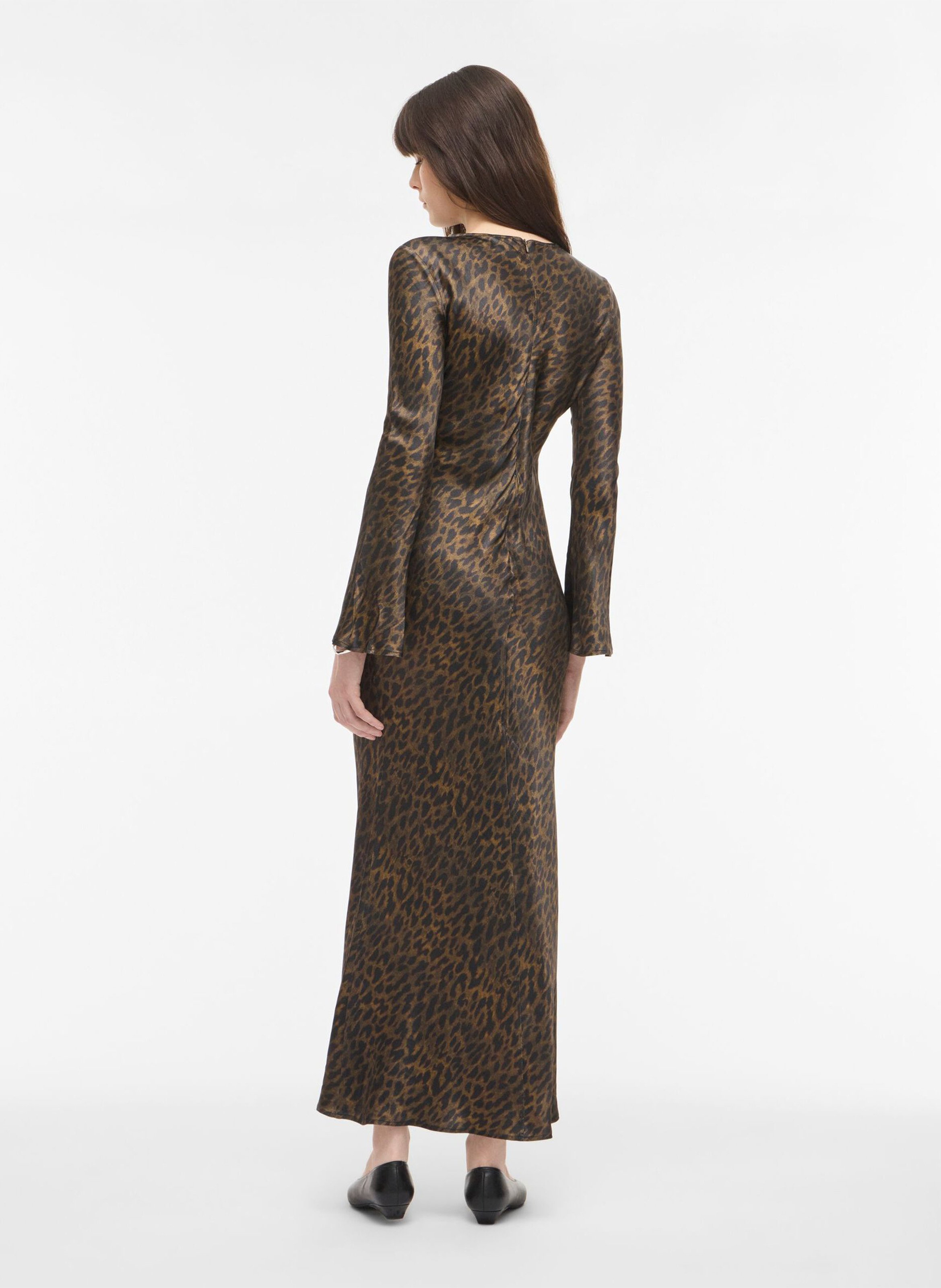 Langes, bedrucktes Kleid mit Rundhalsausschnitt ROUGE EDIT Golden