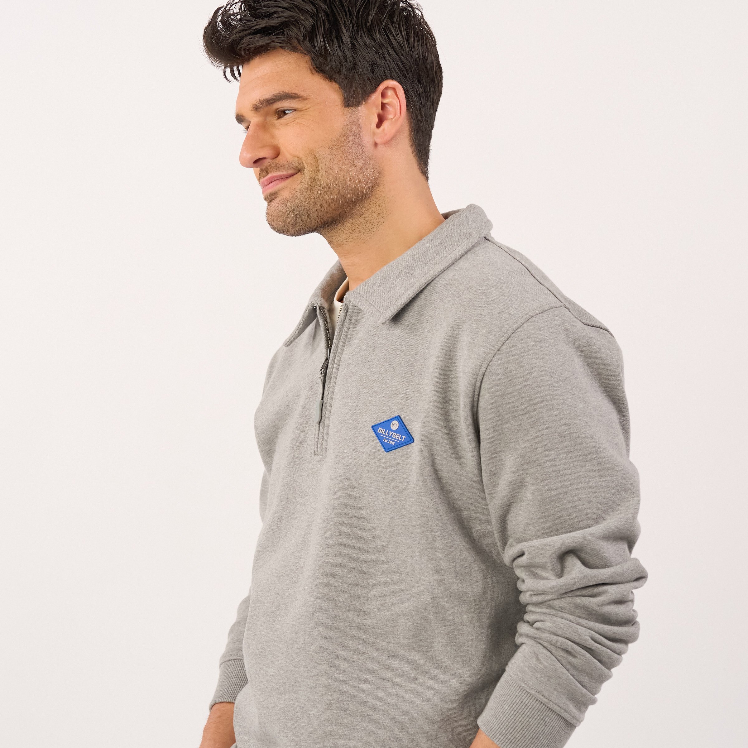 Zip-neck organic cotton sweatshirt | Grey BILLYBELT Men