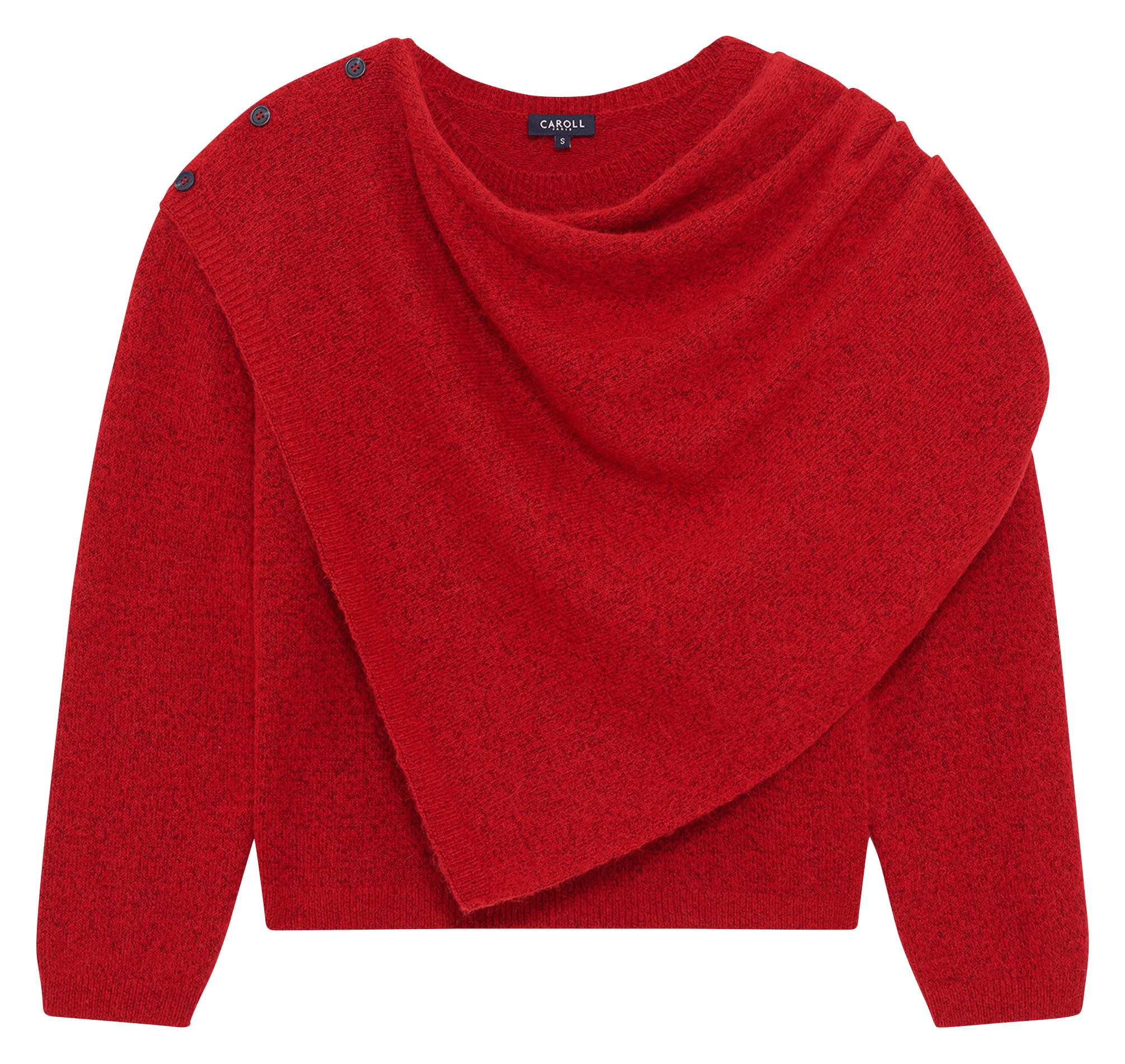 Pull col rond drapé CAROLL Rouge
