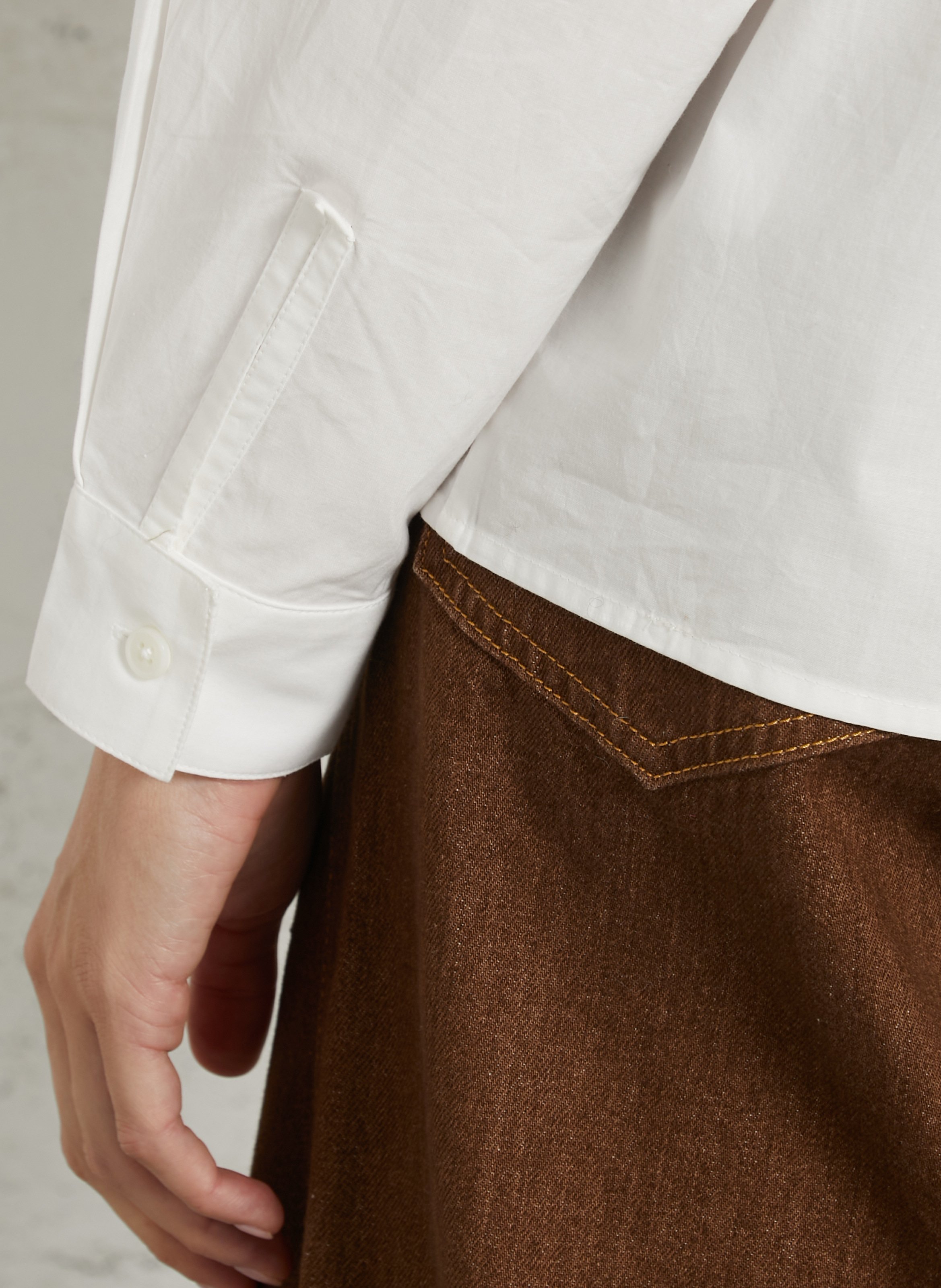 Chemise oversize col claudine en coton DES PETITS HAUTS Beige