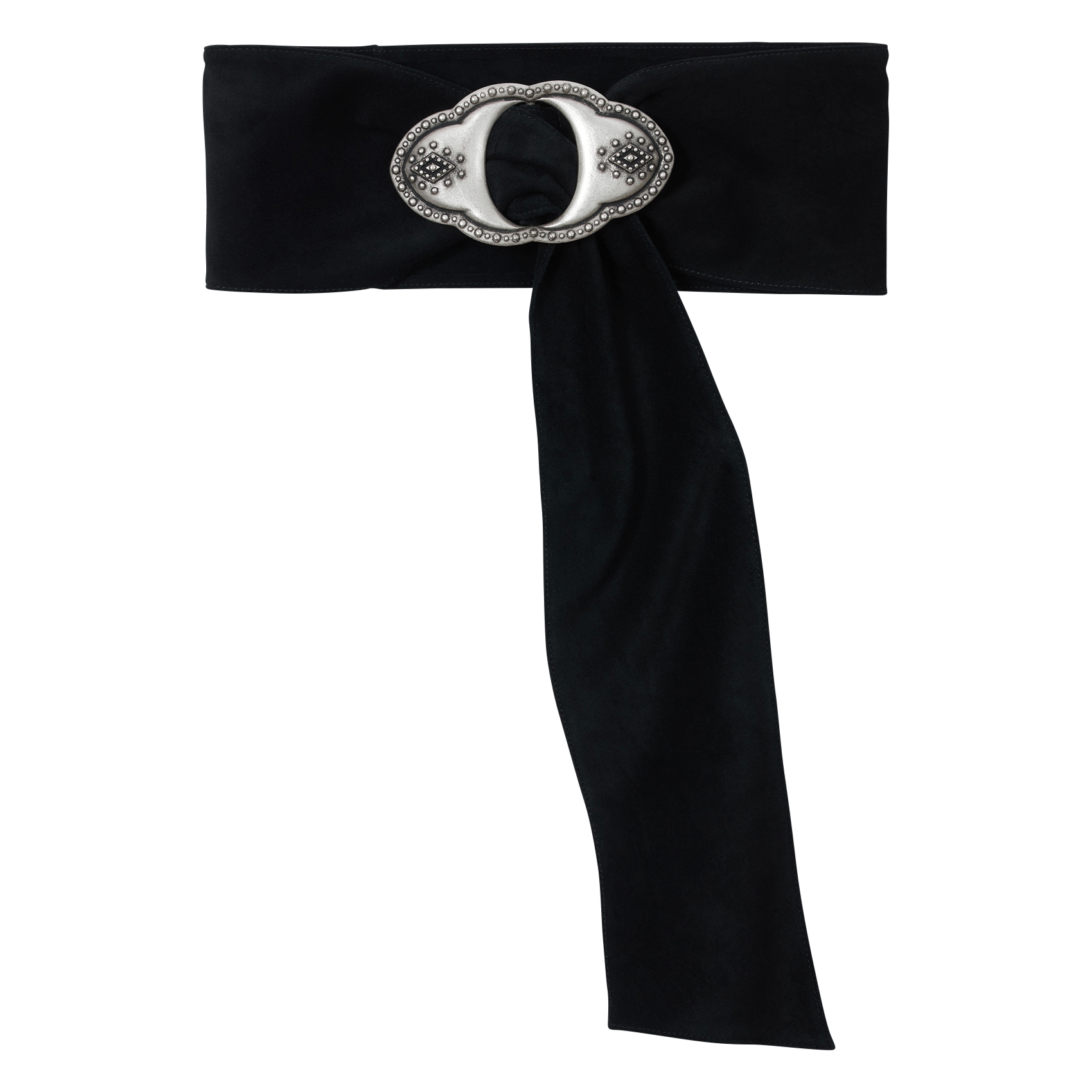 Wide leather belt with large buckle BA&SH Black