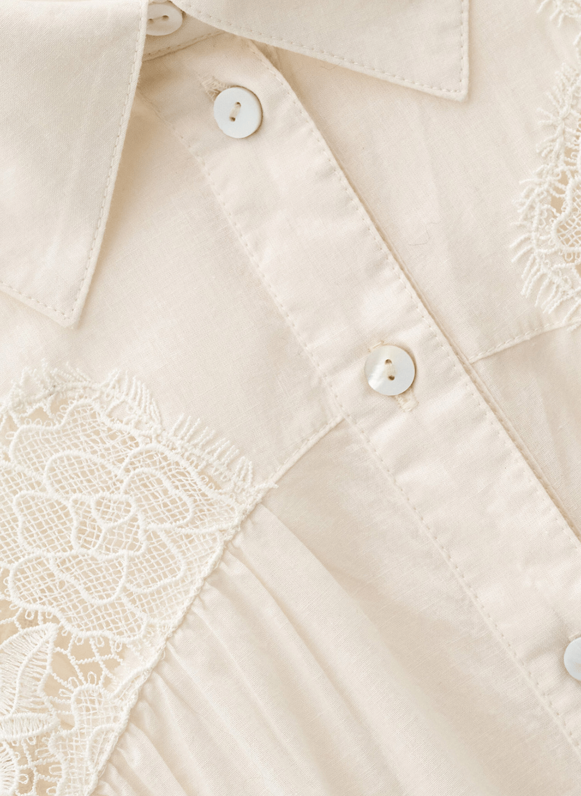 Chemise droite col classique à dentelle en coton BA&SH Beige