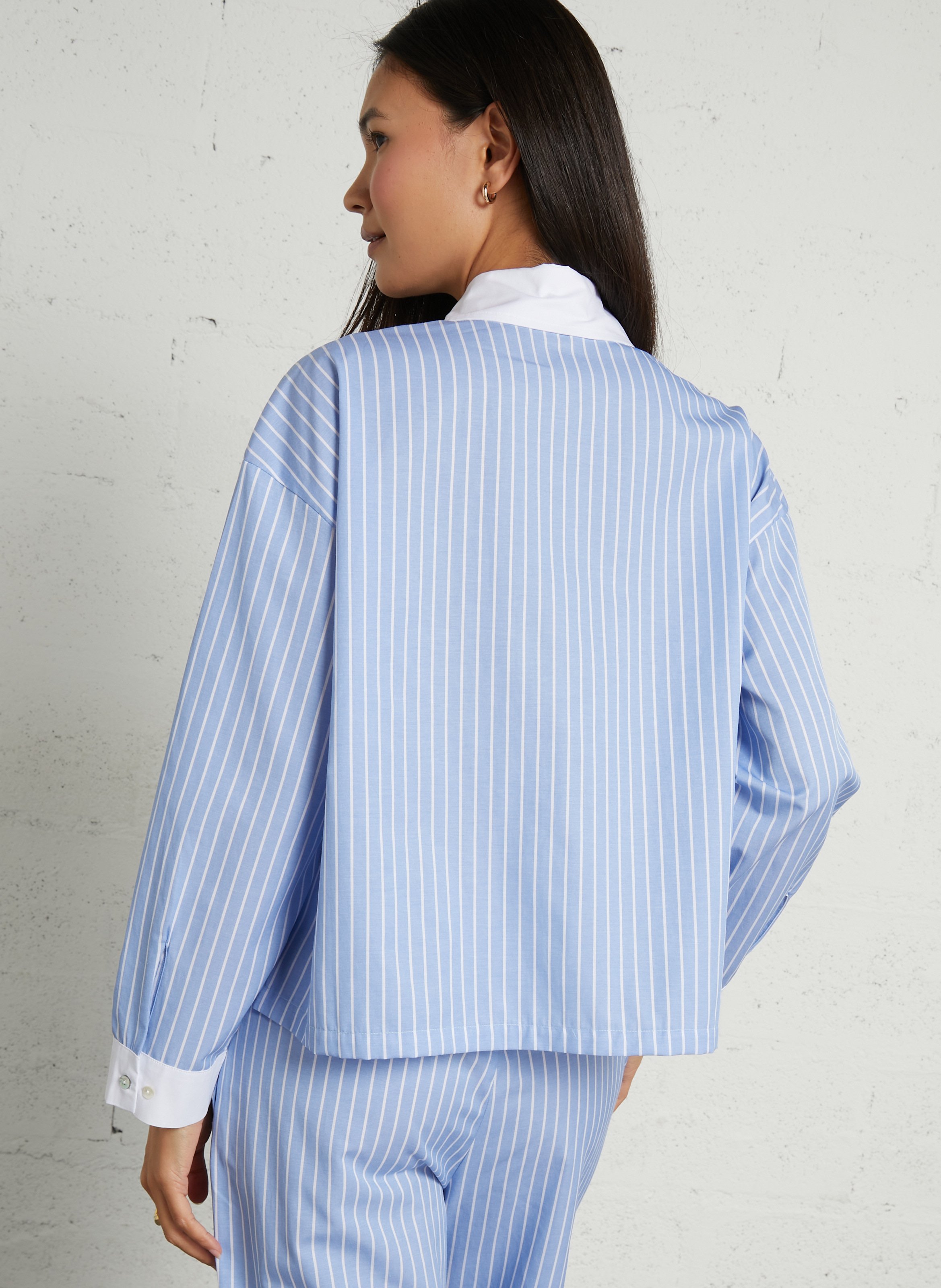 Striped cotton-mix shirt LA NOUVELLE Blue