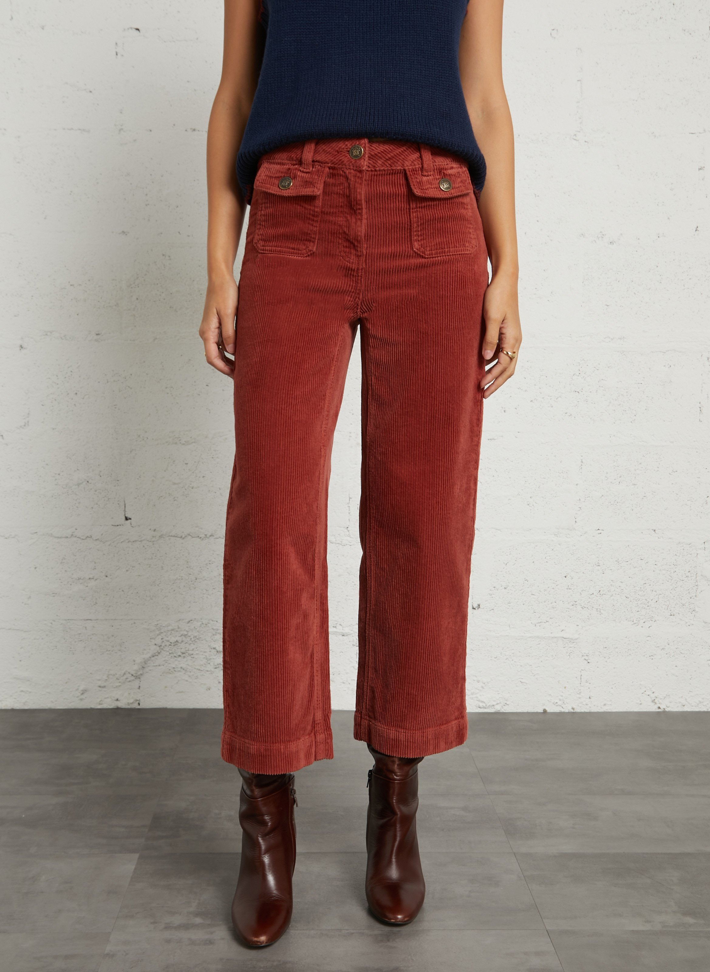 Wijde broek van katoenmix MAISON 123 Oranje