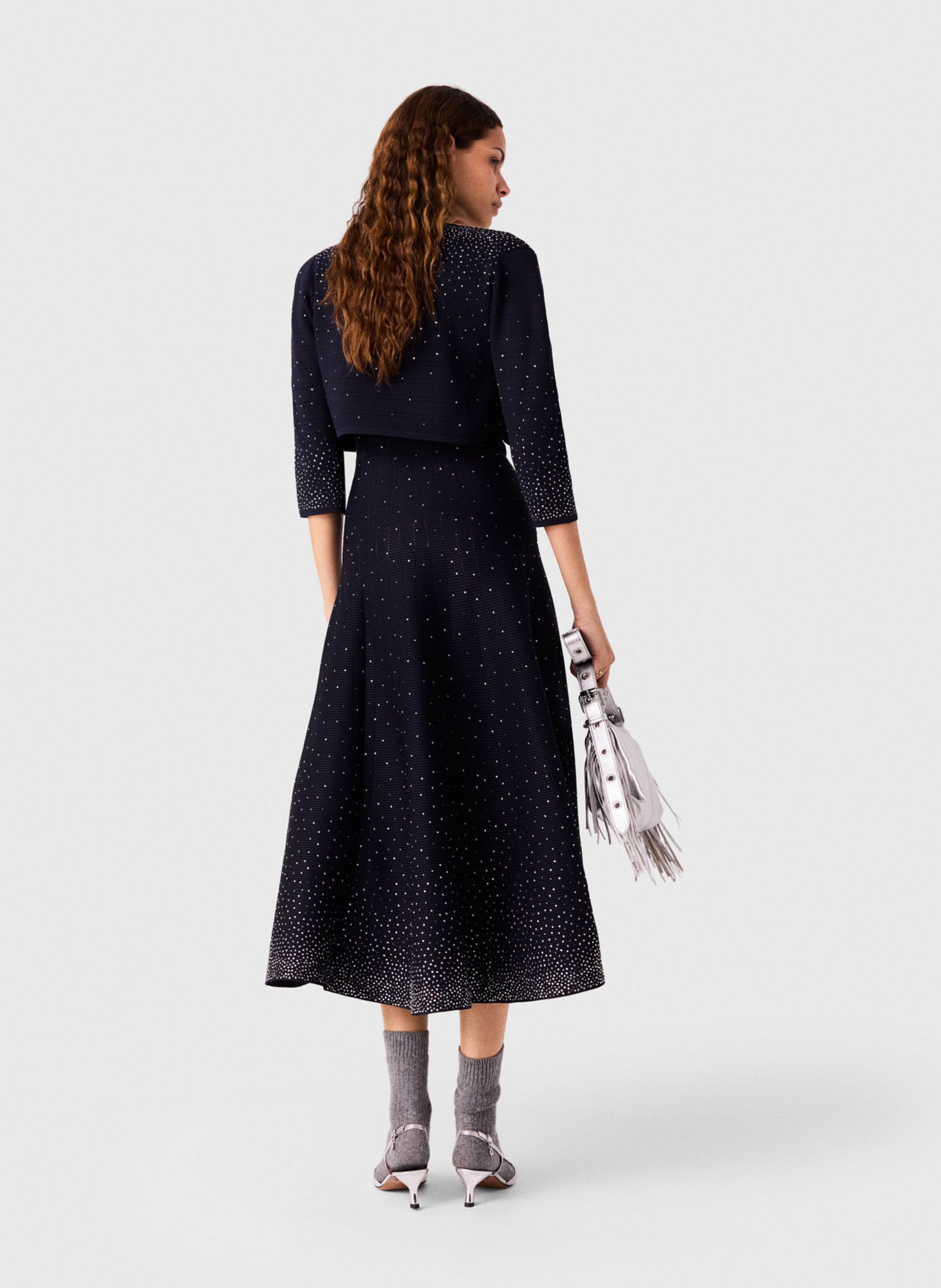 Cardigan court à strass MAJE Bleu