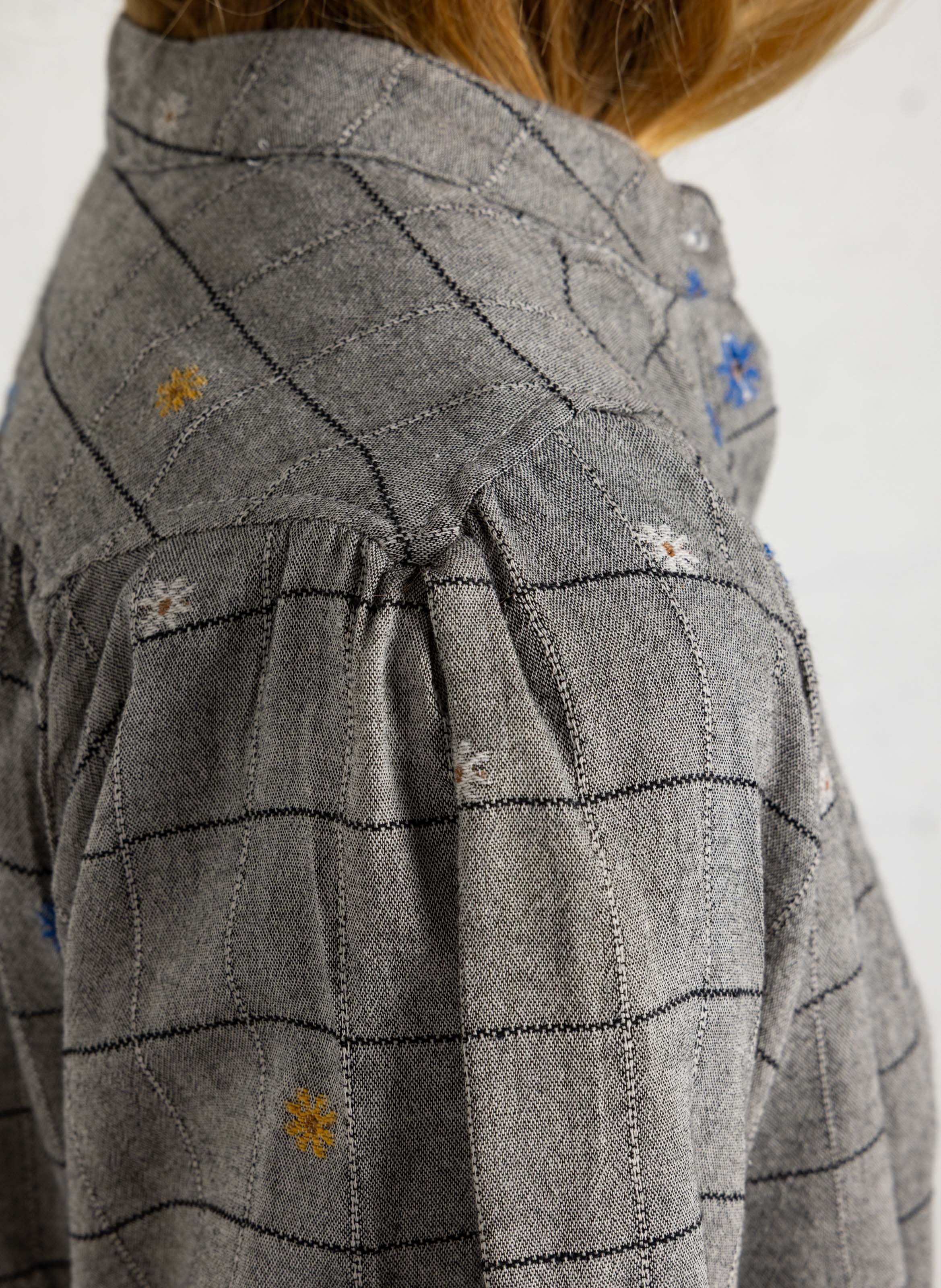 Blouse droite à carreaux en coton mélangé TINSELS Gris