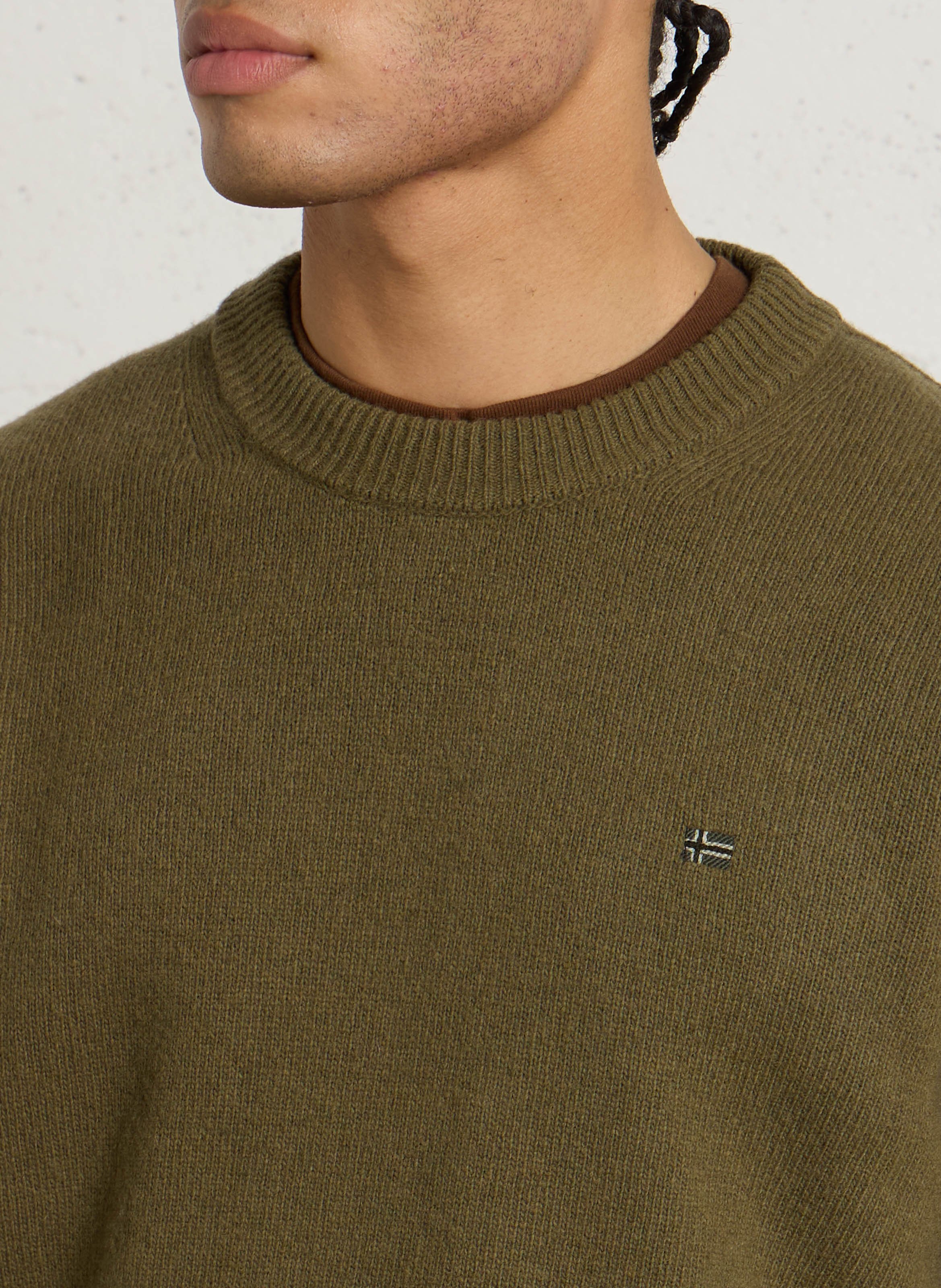 Pull droit en laine mélangée NAPAPIJRI Vert