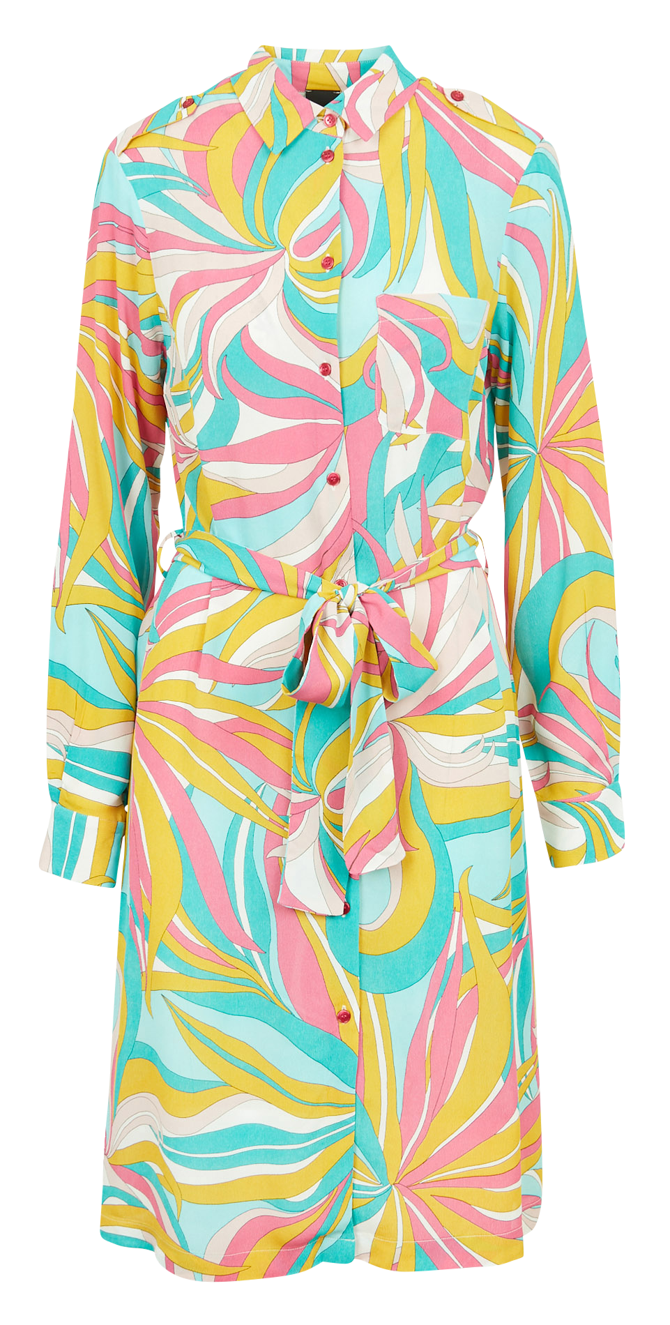 Straight-cut printed shirt dress PINKO Multicolored