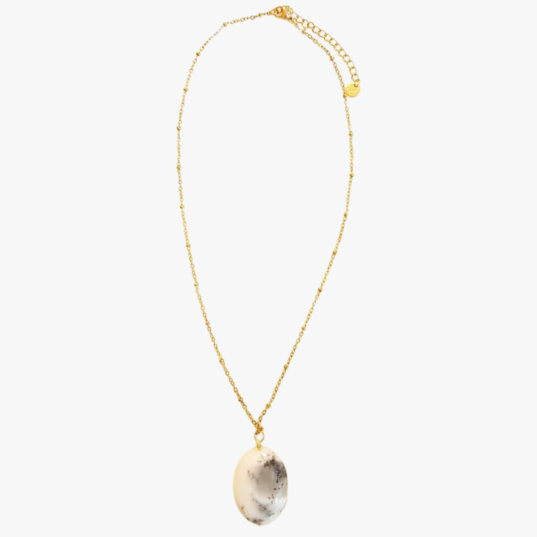 Dendritic opal necklace GINANDGER White