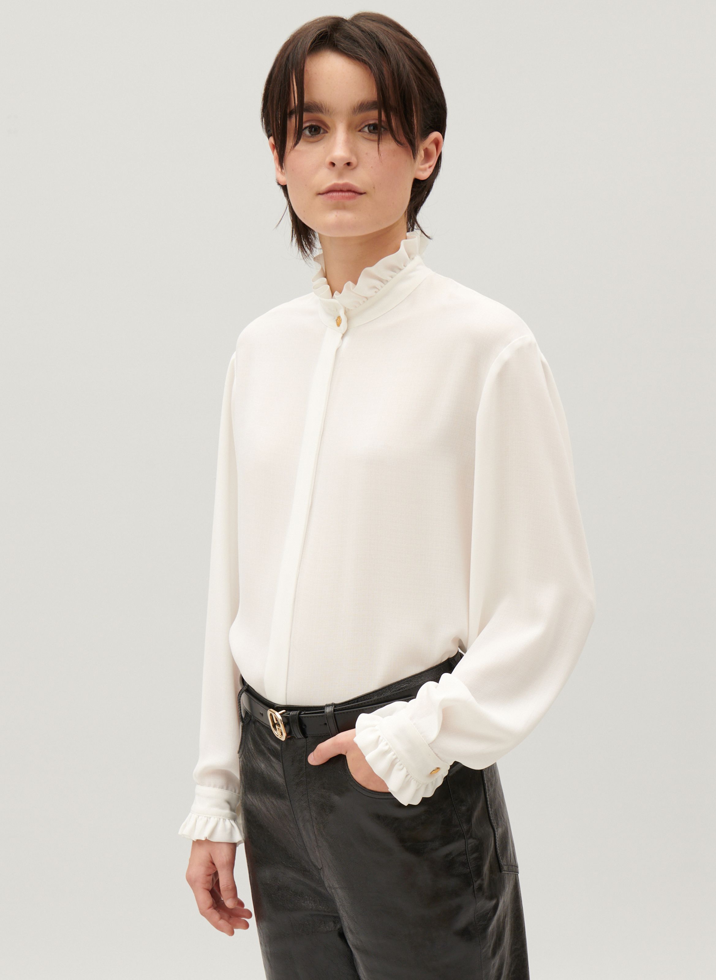 White Silk shirt with Peter Pan collar