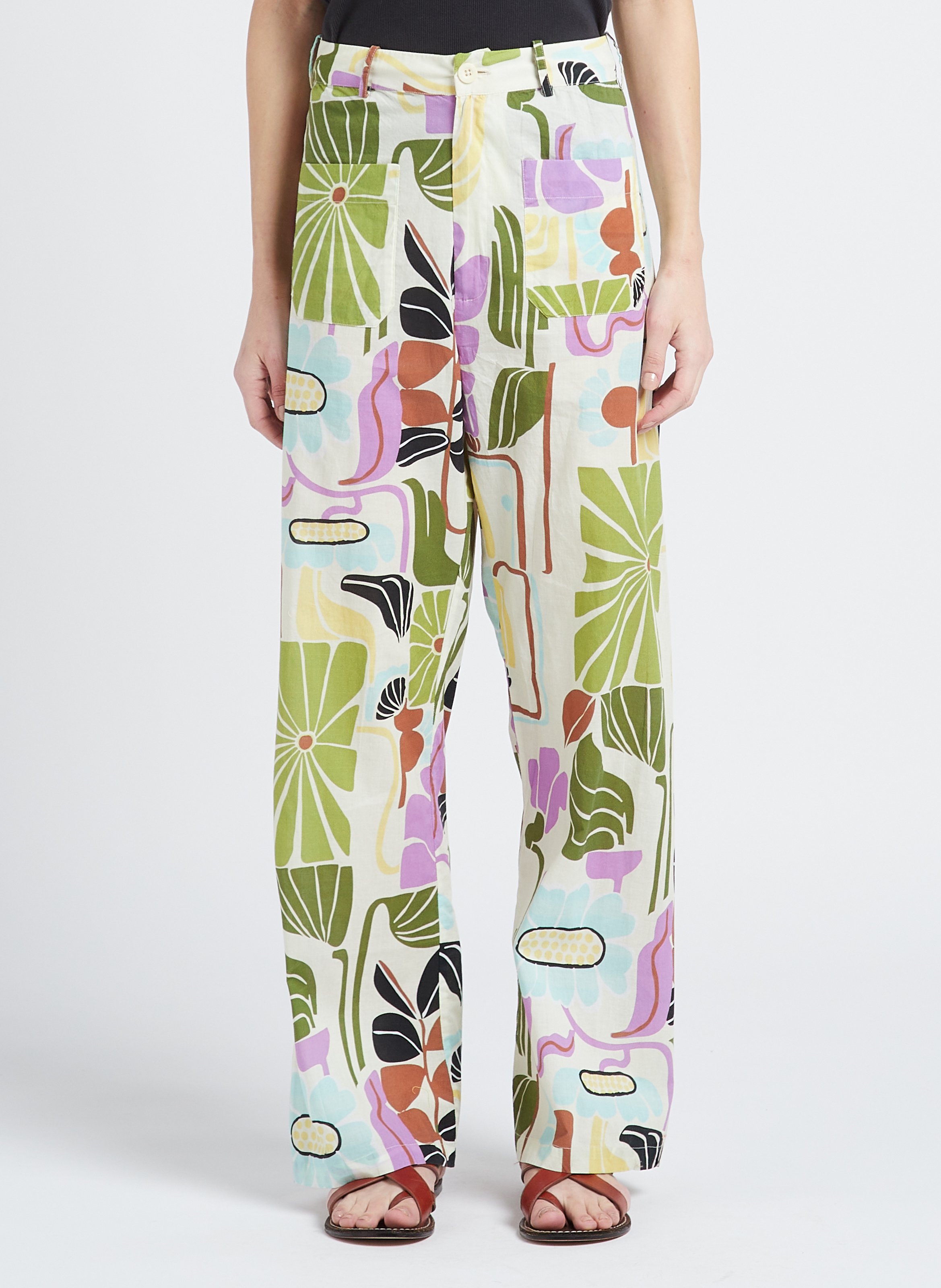 Straight-leg cotton pants BELLEPIECE Multicolored