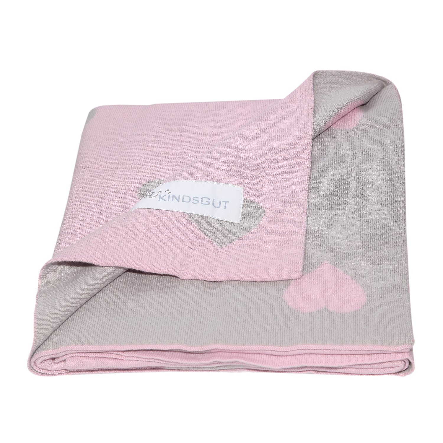 Ultra-soft knitted baby blanket - 100% cotton KINDSGUT Pink