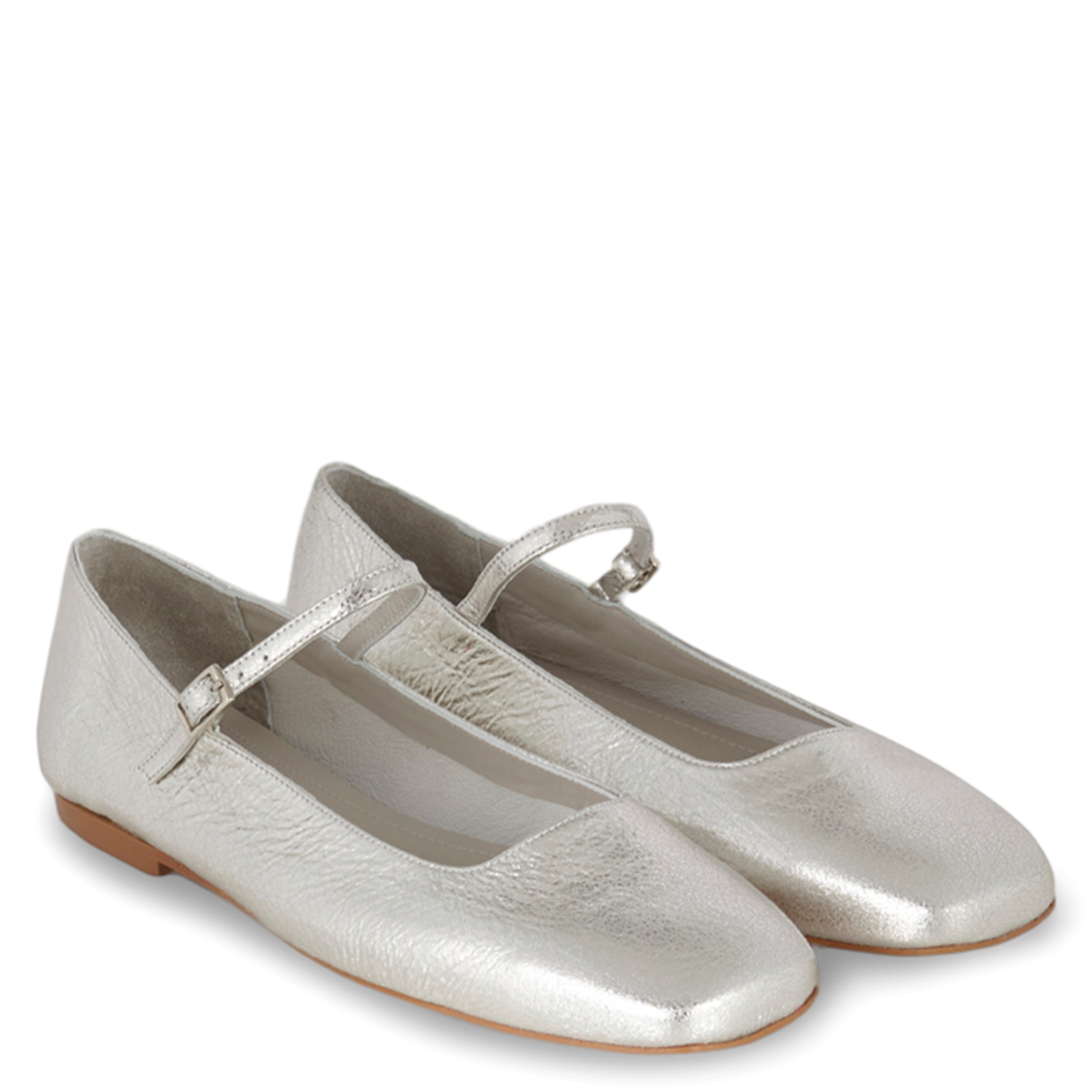Ballerines en cuir métallisé AUGUSTA Argent