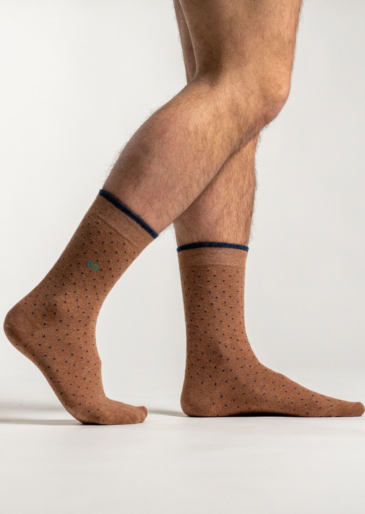 Combed cotton socks with polka dots BILLYBELT Brown