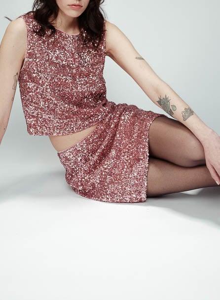Jupe courte à sequins GRACE ET MILA Rose