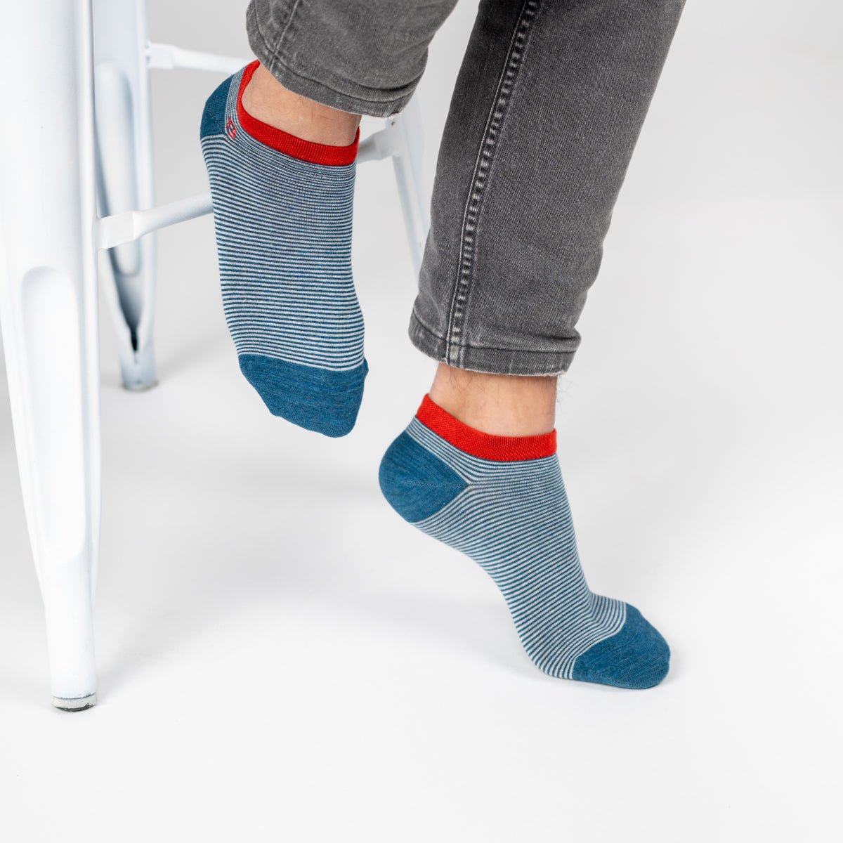 Striped combed cotton ankle socks BILLYBELT Blue