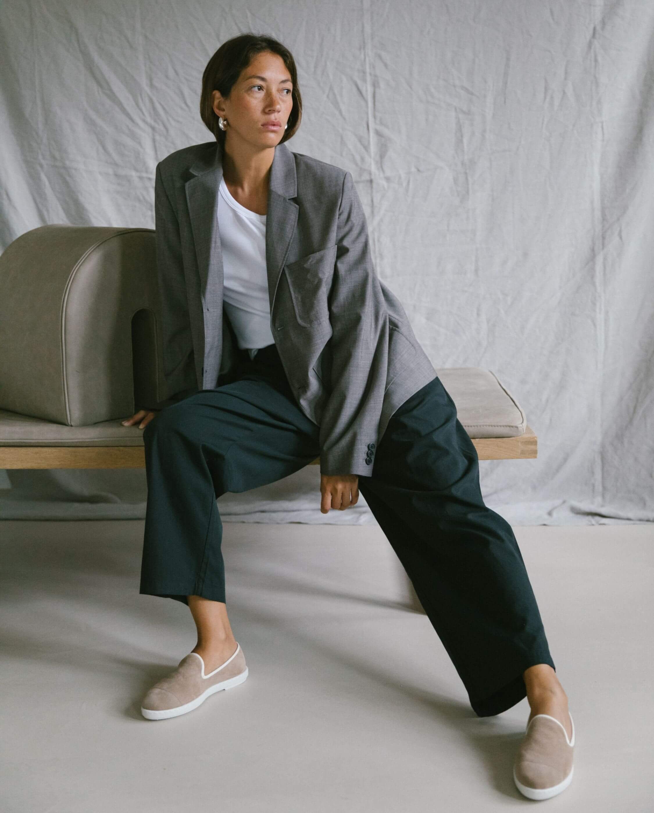 Women's leather slipper, taupe ANGARDE Brown