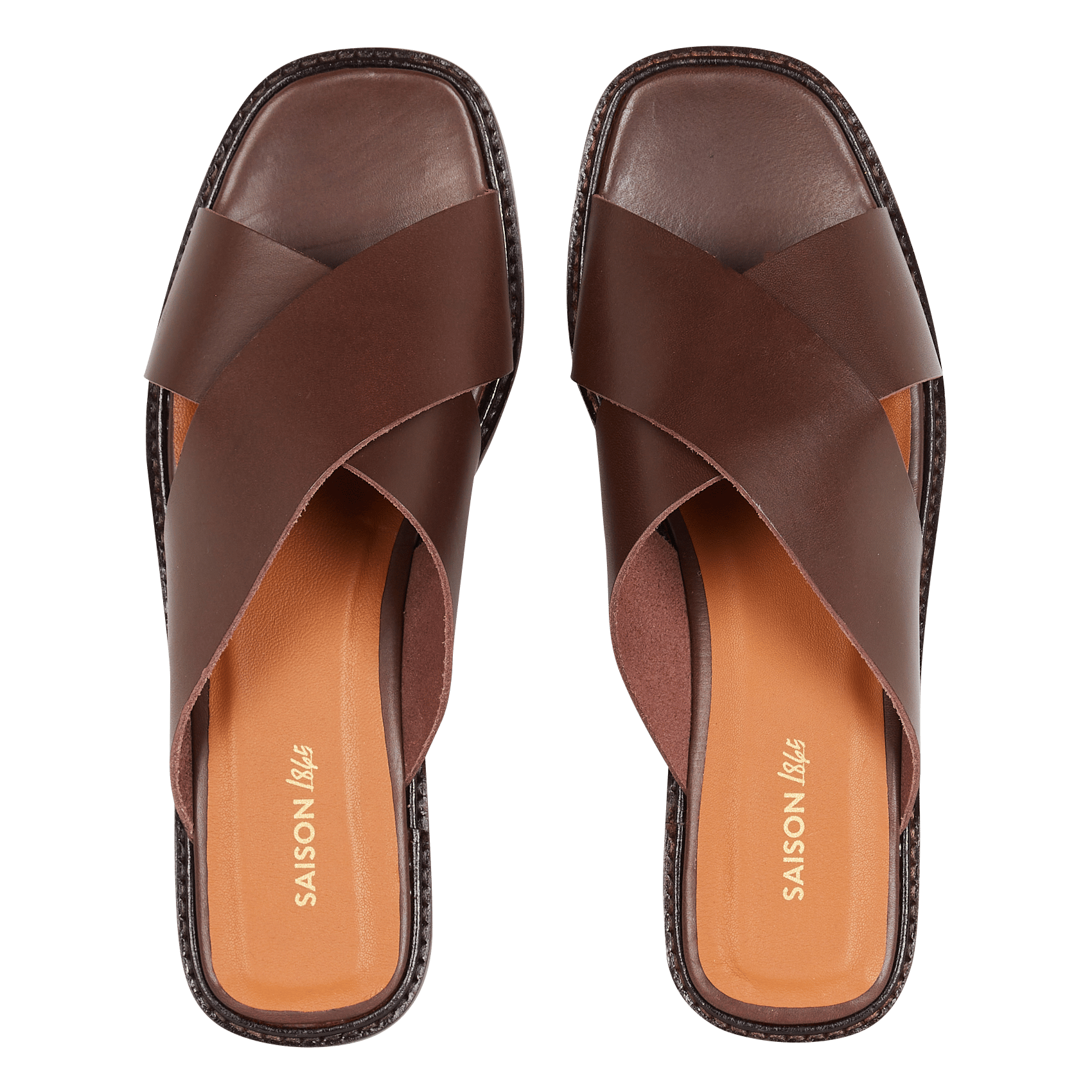 Sandales plates en cuir SAISON 1865 Marron