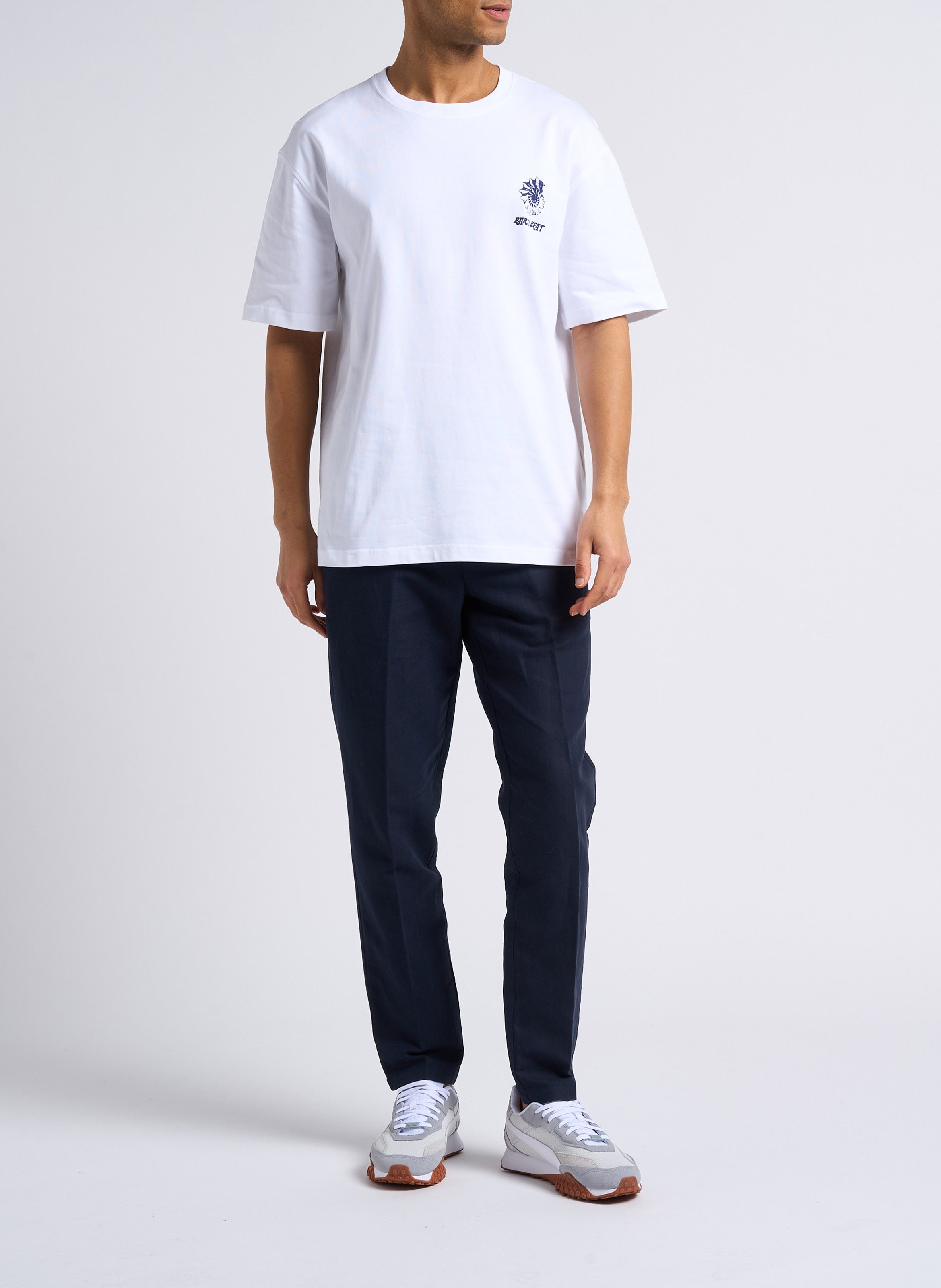 Pantalon slim en coton bio et lin SAMSOE SAMSOE Bleu