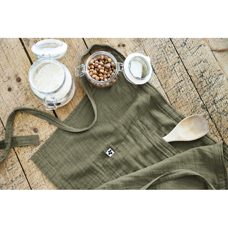 Chef apron in cotton gauze L'EFFET PAPILLON Green