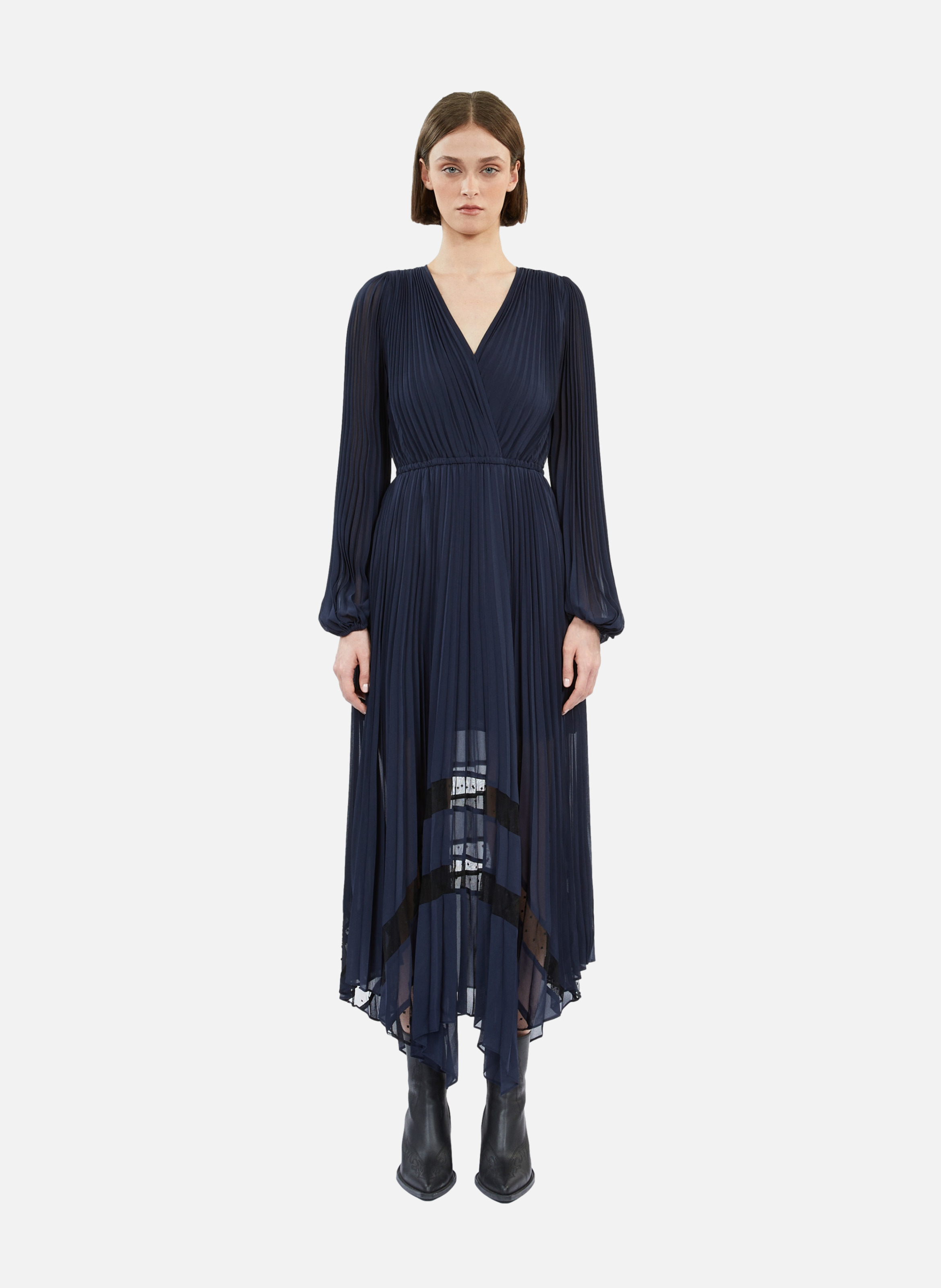 Long fluid dress with lace detail THE KOOPLES Blue