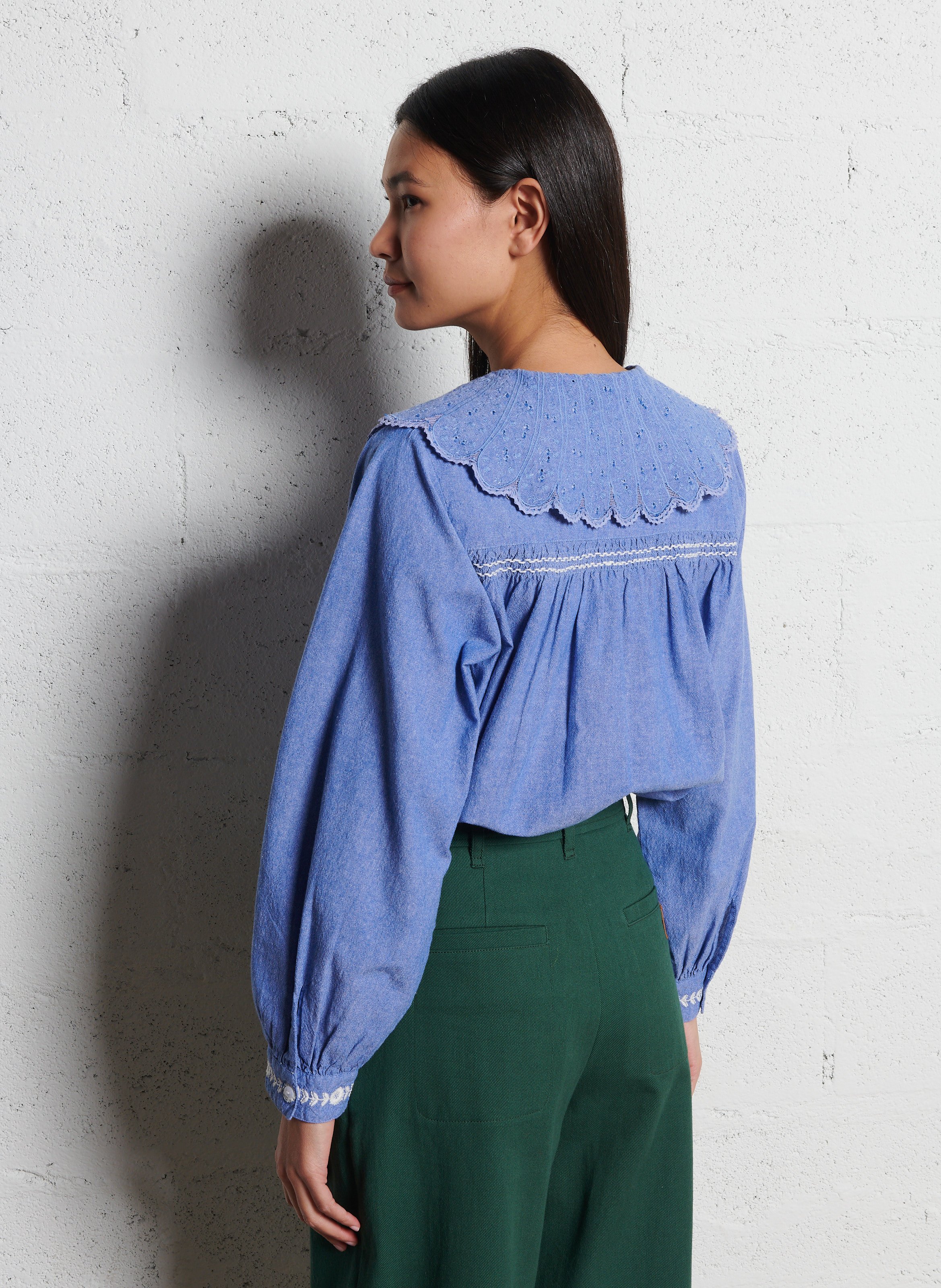V-neck denim blouse LOUISE MISHA Blue