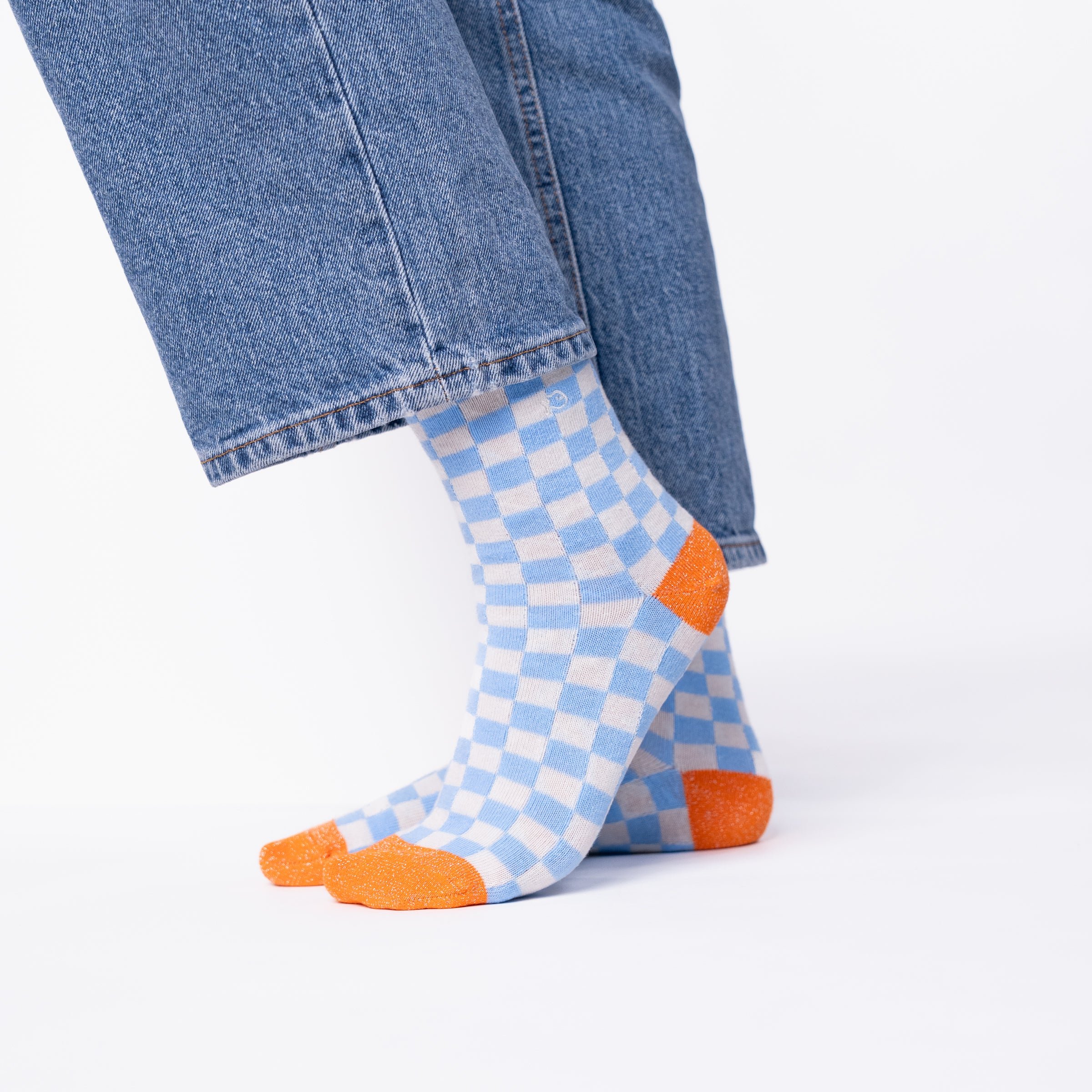 Checked combed cotton socks BILLYBELT Blue