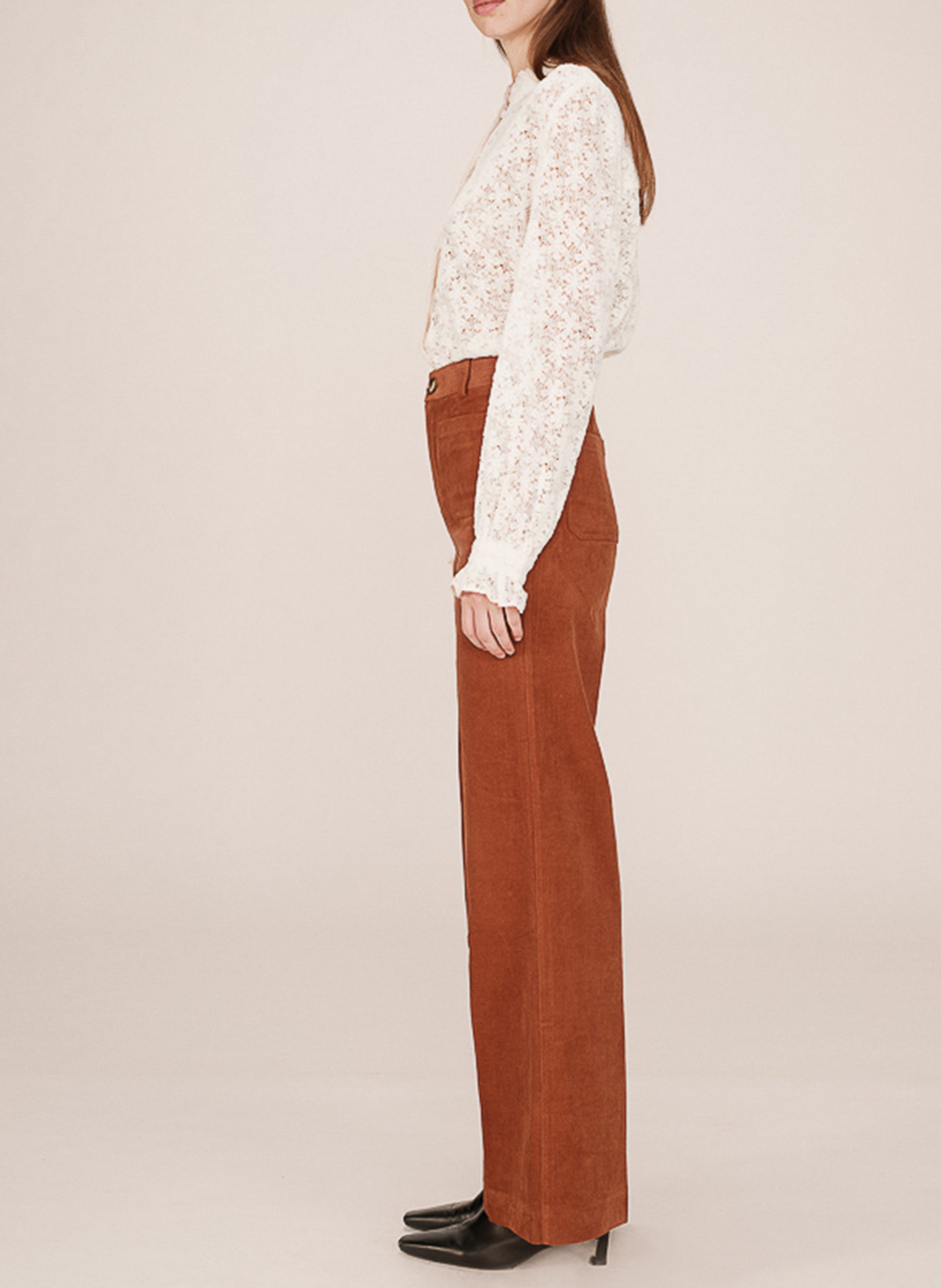 Katoenen straight fit pantalon GRACE ET MILA Oranje