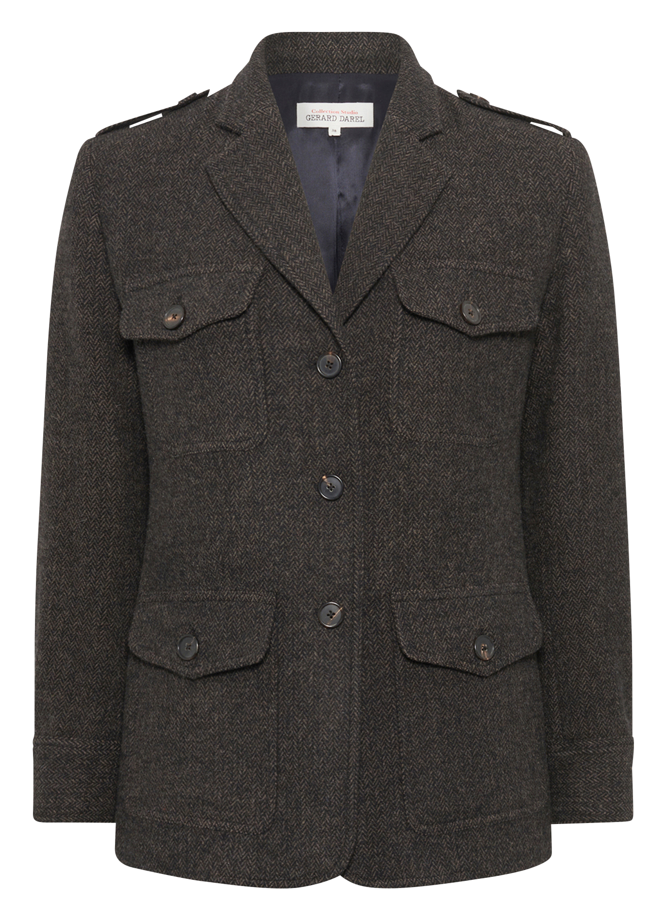 Fitted wool-blend suit collar jacket GERARD DAREL Grey