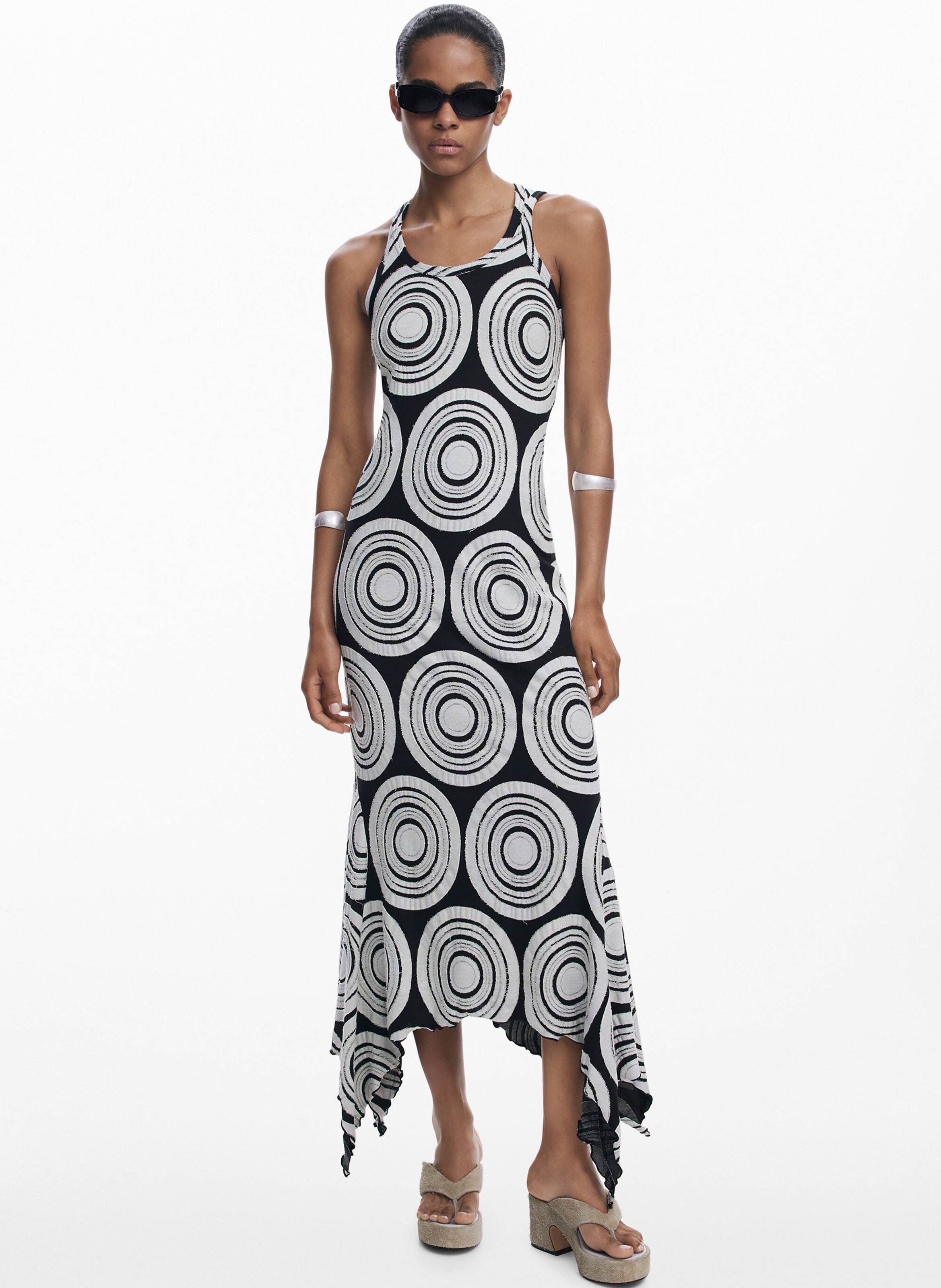 Robe midi sans manches à motifs cercles DESIGUAL Noir