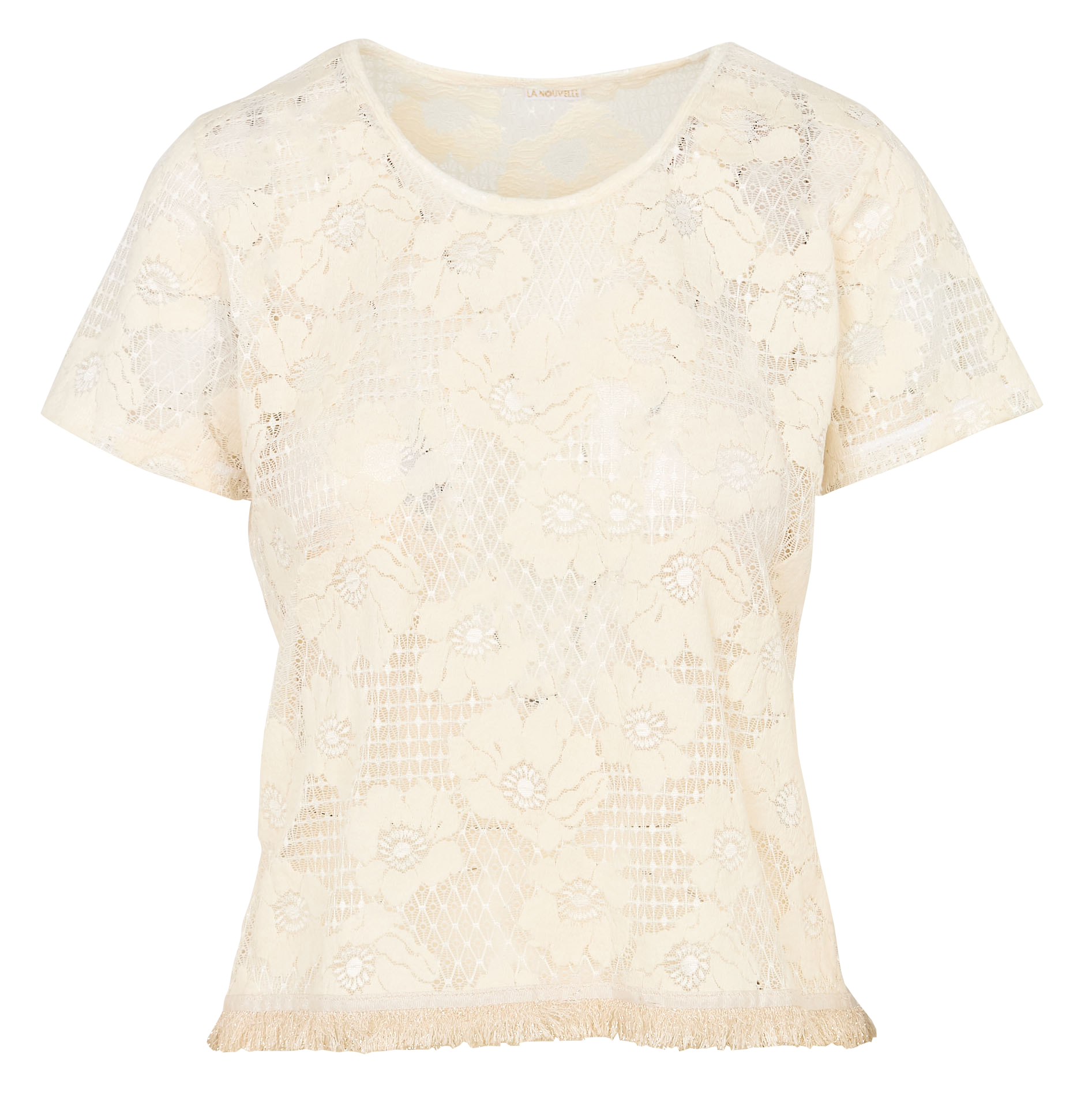 Lace short-sleeve top LA NOUVELLE Beige