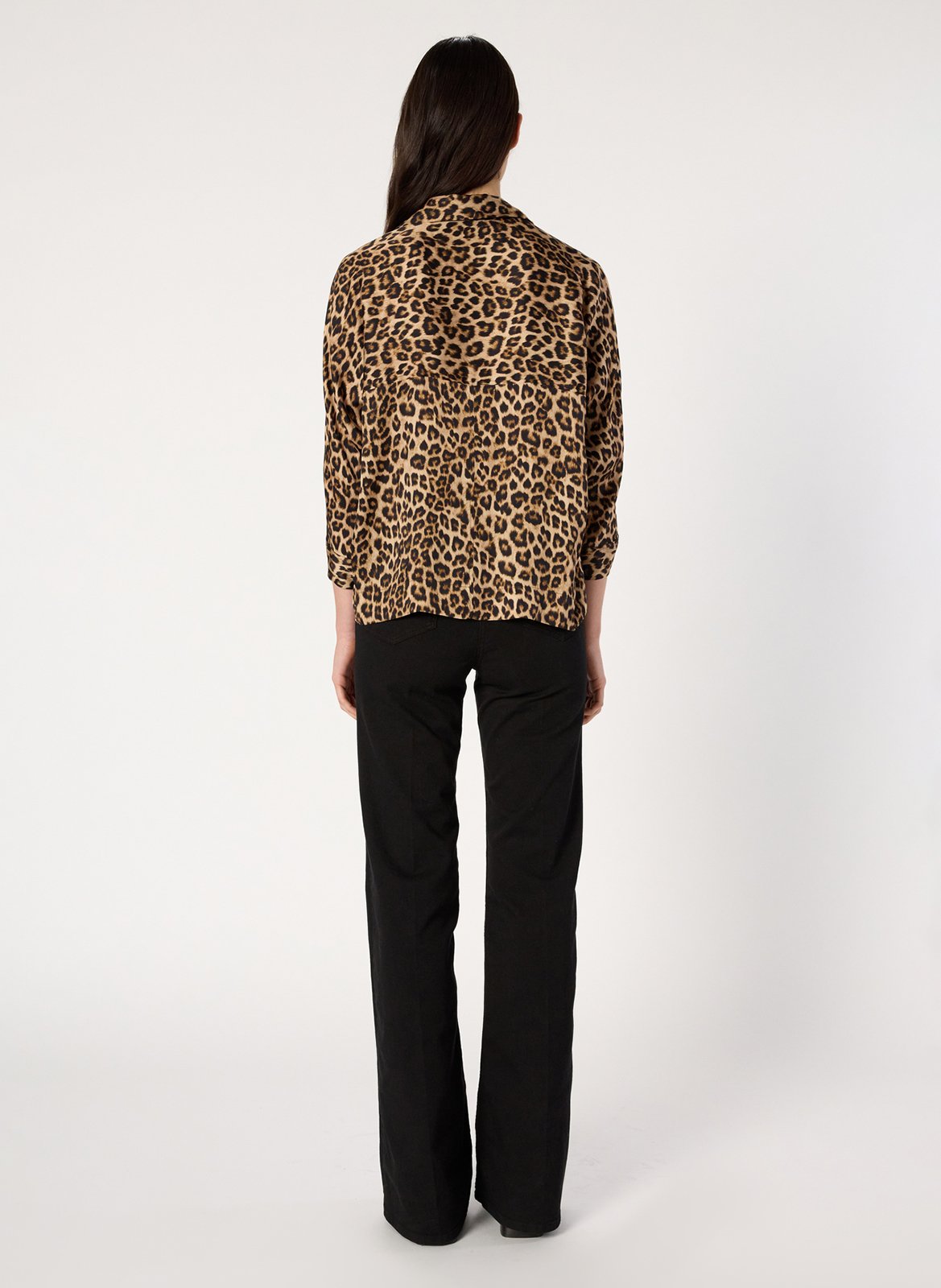 Chemise droite col tunisien léopard GERARD DAREL Marron