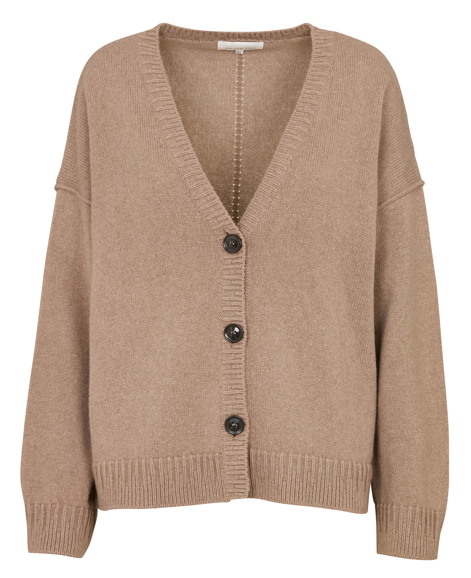 Gilet ample col V en laine et cachemire MAISON ANJE Marron