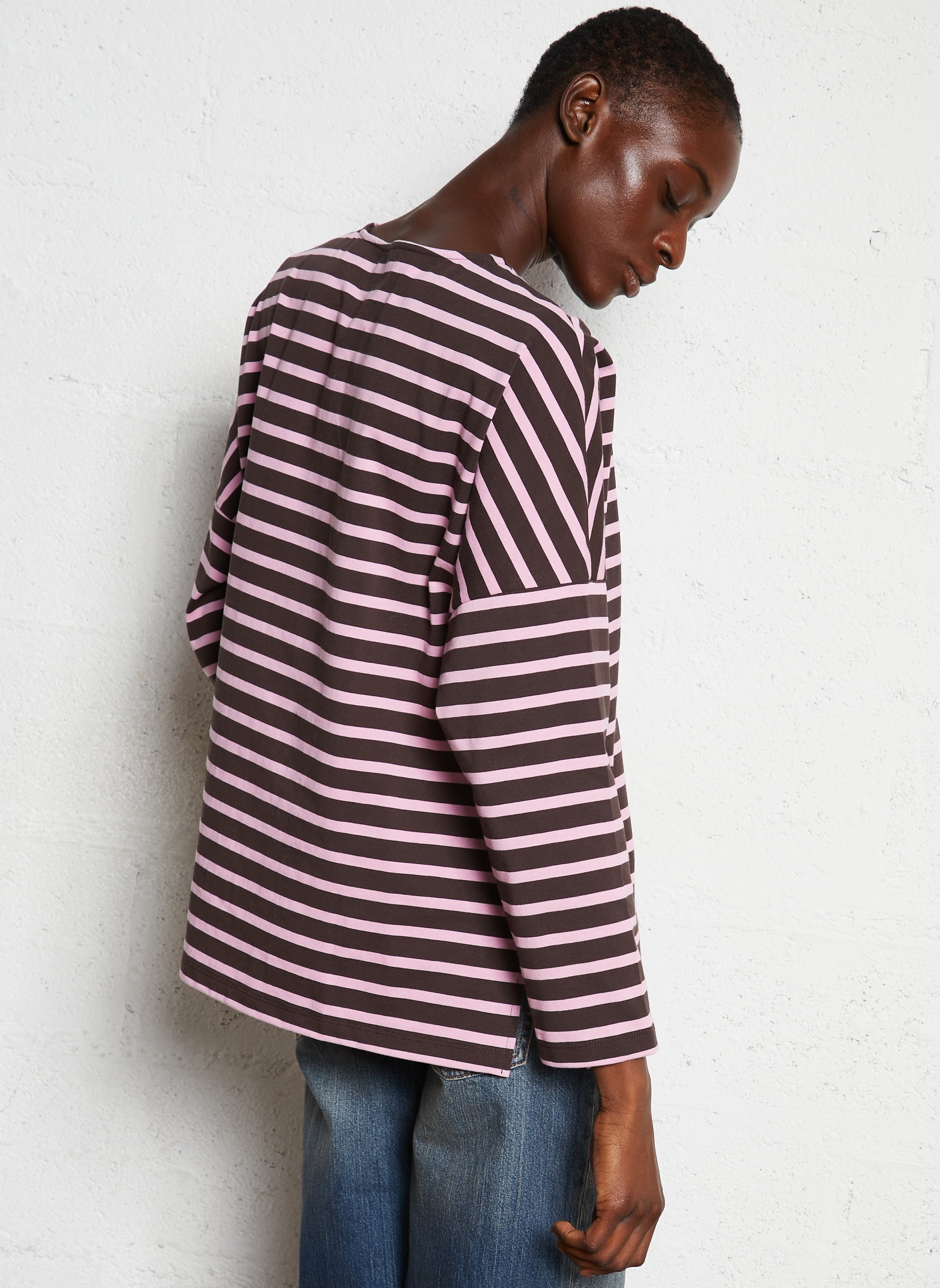 Tee-shirt oversize en coton DES PETITS HAUTS Marron